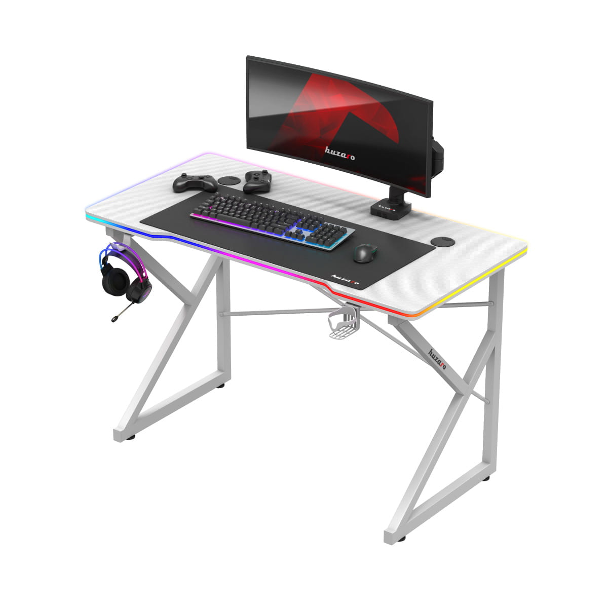 Huzaro Hero 1.7 RGB LED Weißer Gaming-Tisch