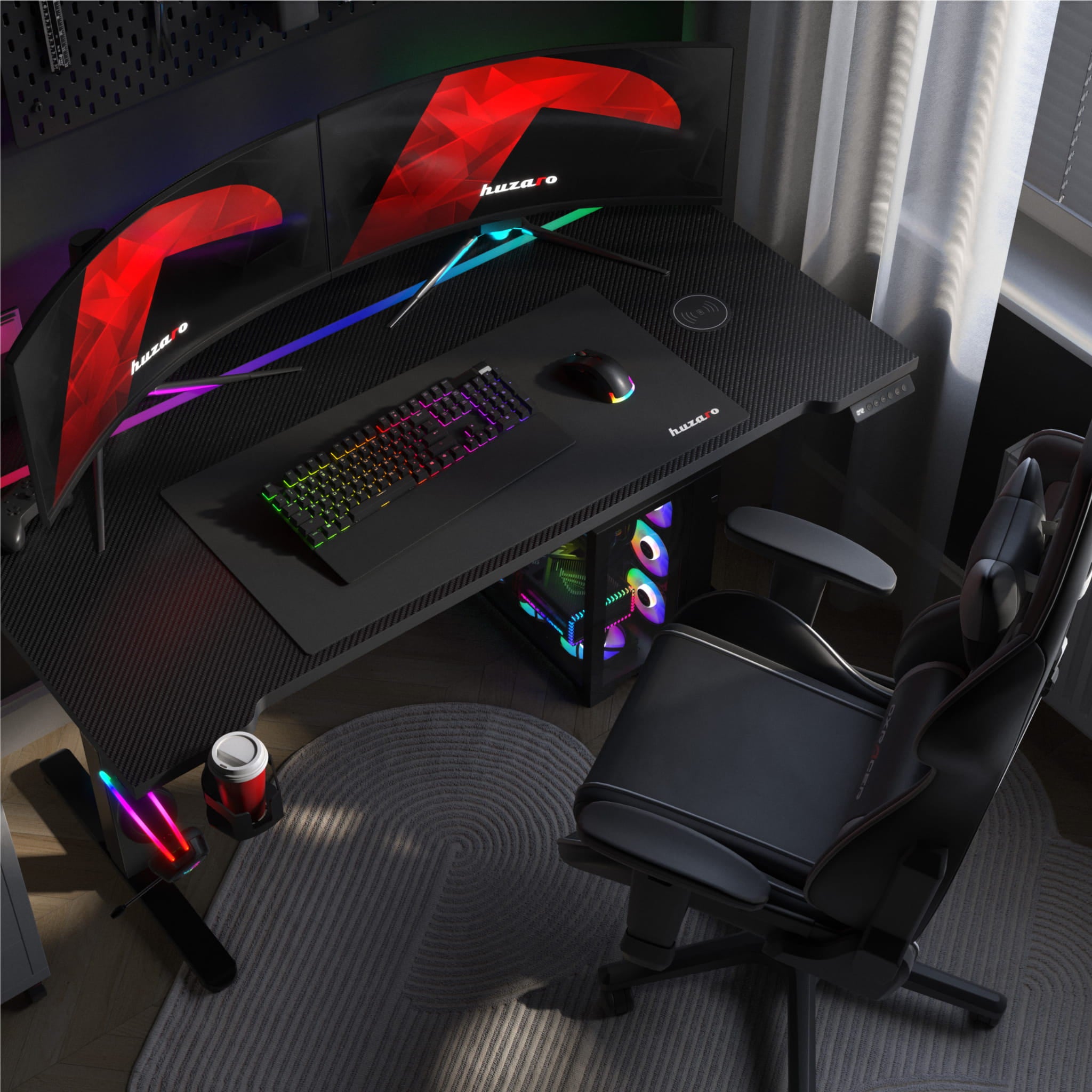 Huzaro Hero 8.7 RGB LED Schwarz elektrischer Schreibtisch