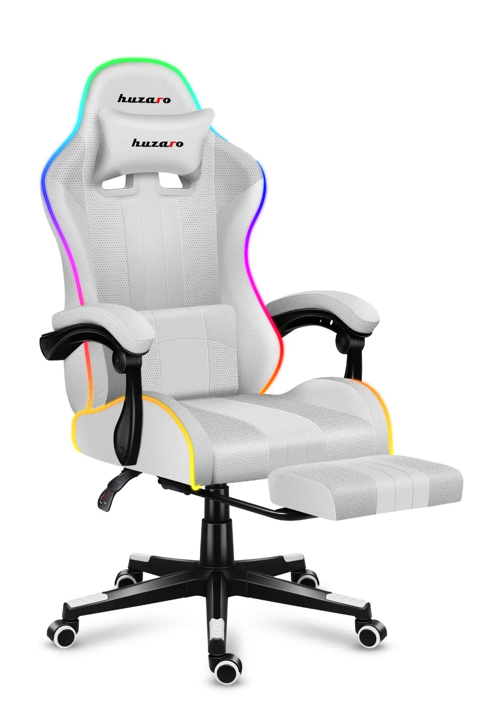 HUZARO Force 4.7 Weißer RGB-Gaming-Stuhl 