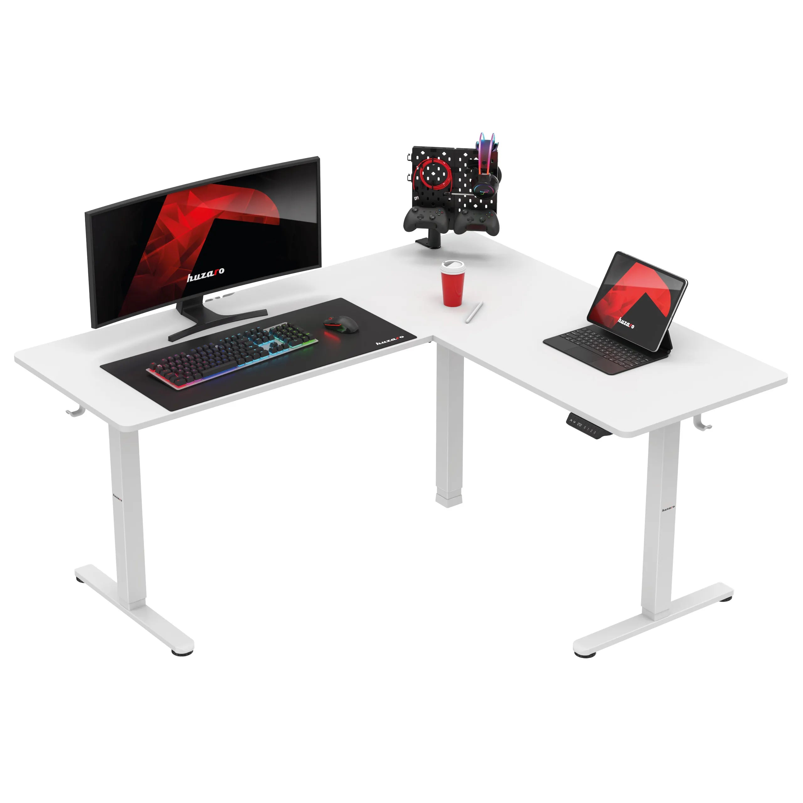 Huzaro Hero 9.5 elektrischer Eckschreibtisch schwarz