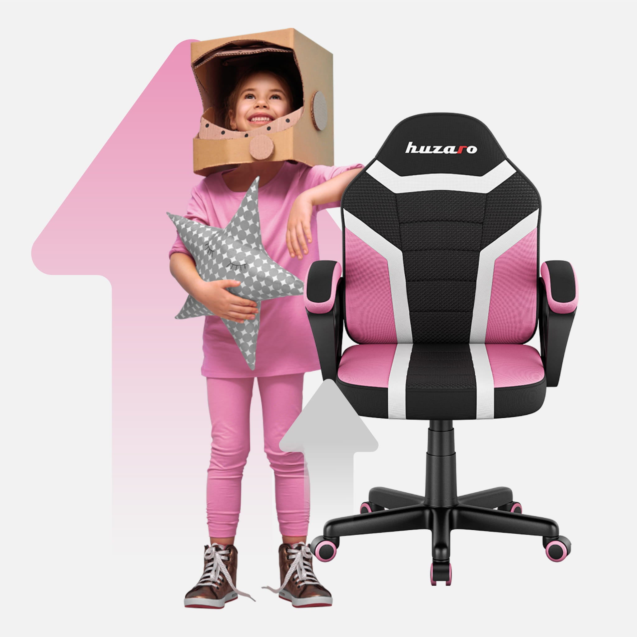 HUZARO RANGER 1.0 Rosa Mesh Gaming-Stuhl für Kinder