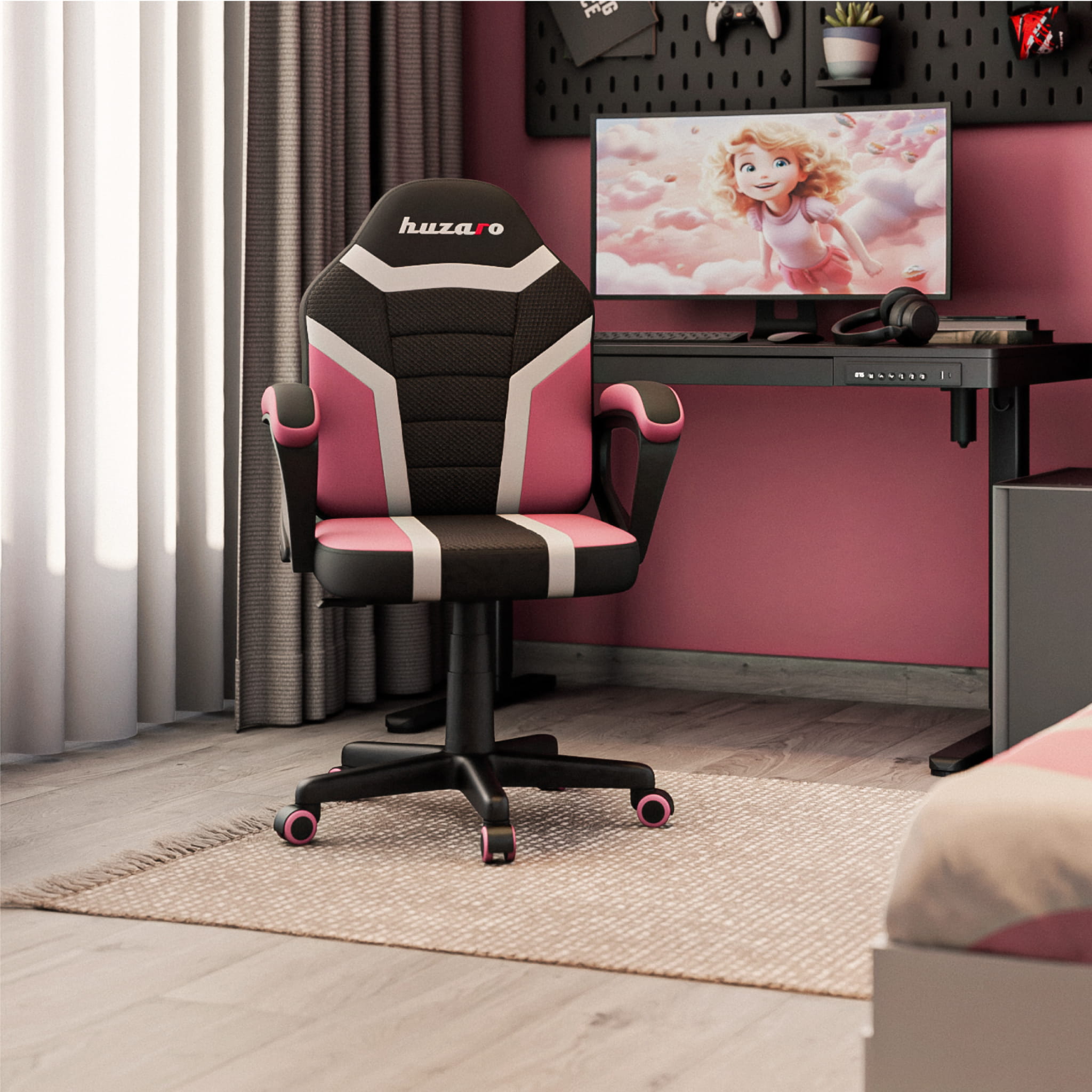 HUZARO RANGER 1.0 Rosa Mesh Gaming-Stuhl für Kinder