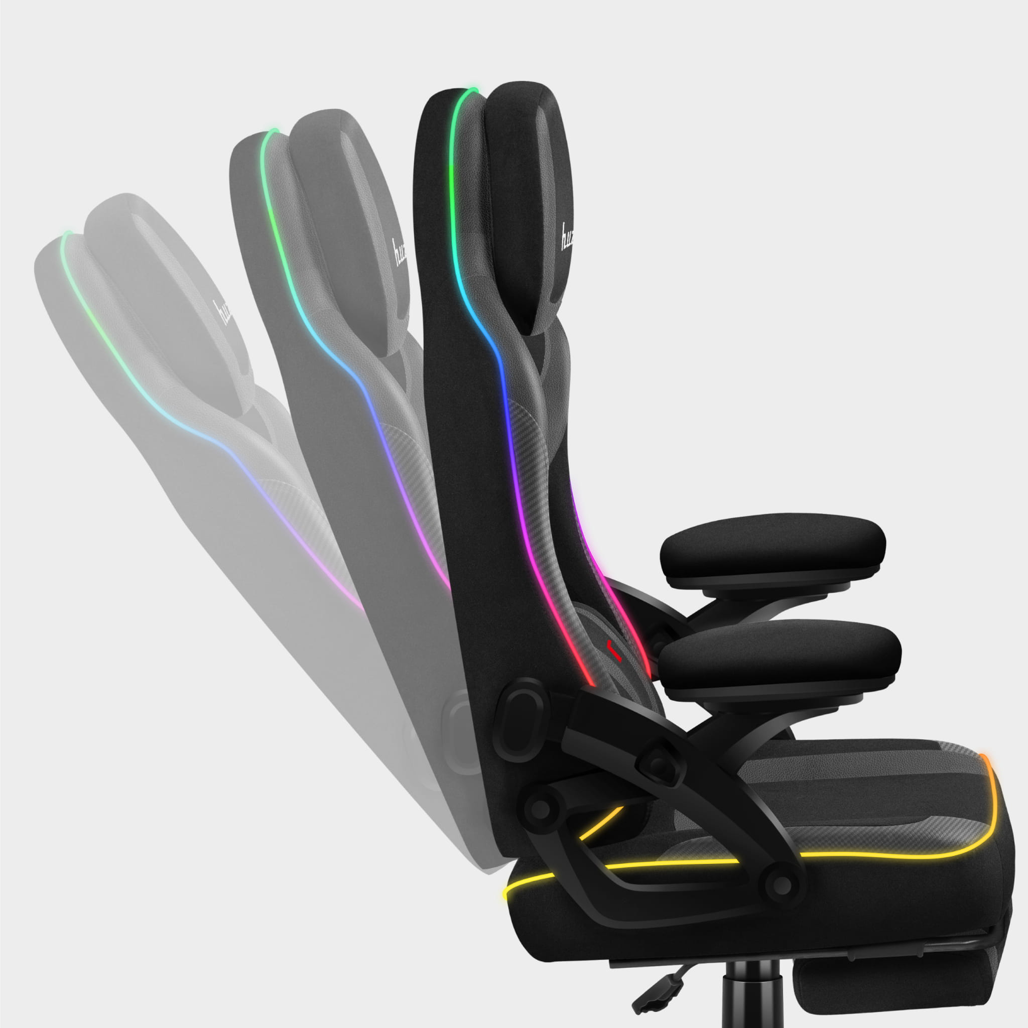 Huzaro Force 4.6 Schwarz Mesh RGB LED Smart Gaming-Stuhl