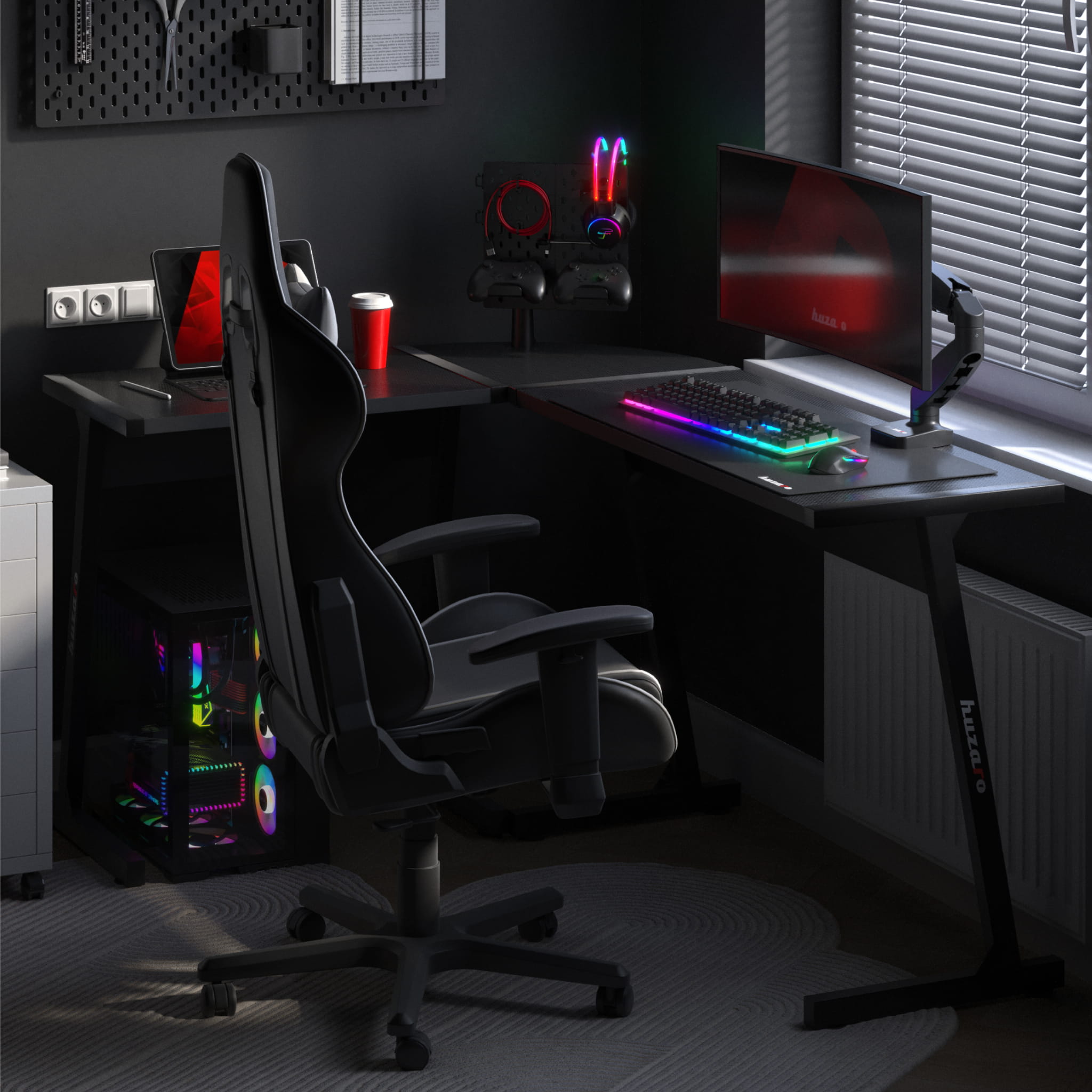 Huzaro Hero 6.0 Eck-Gaming-Schreibtisch schwarz