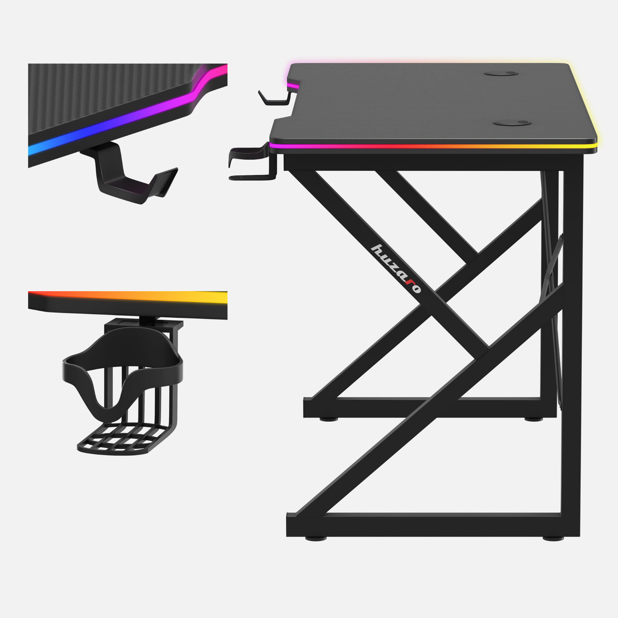 Huzaro Hero 1.7 RGB LED Gaming-Tisch Schwarz