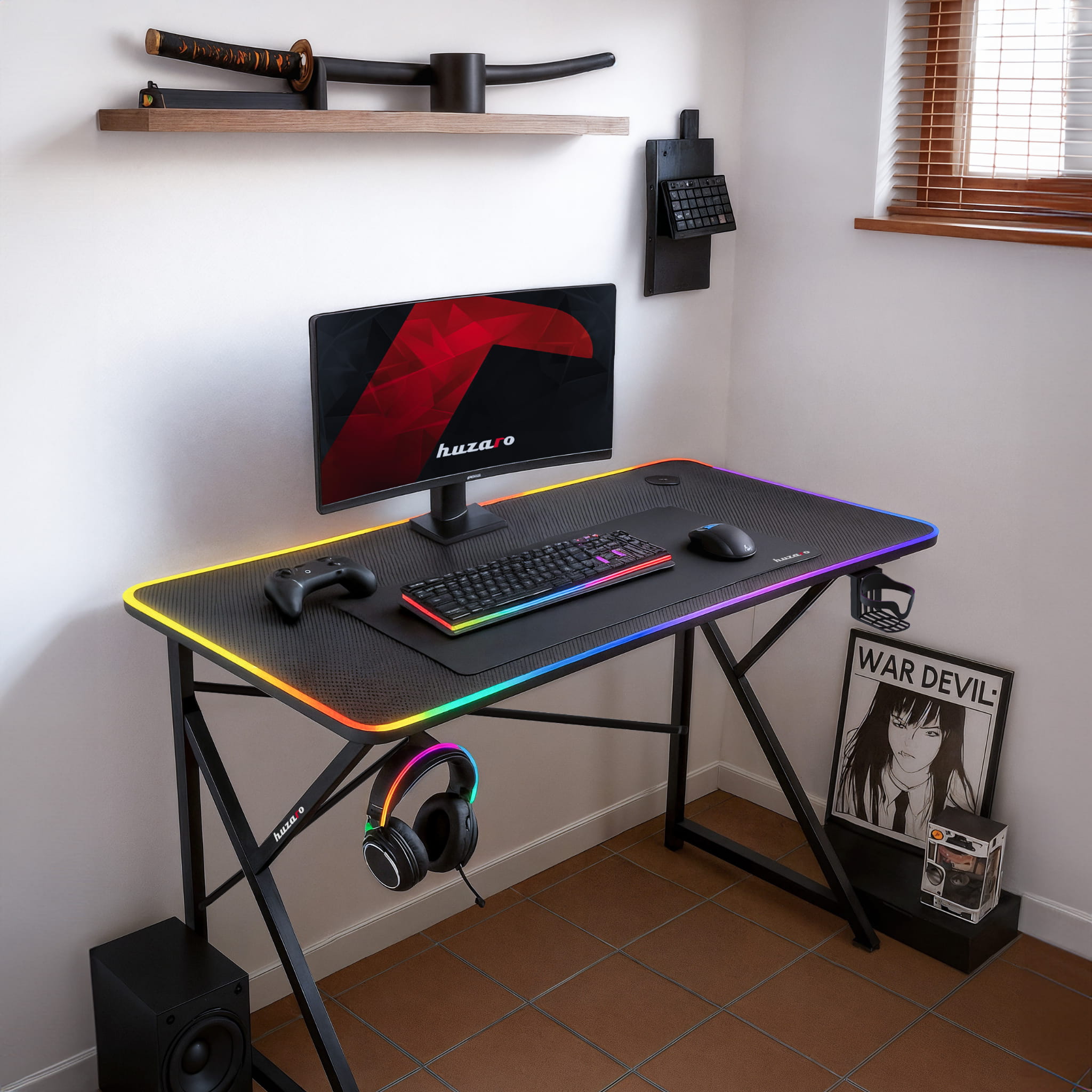 Huzaro Hero 1.7 RGB LED Gaming-Tisch Schwarz