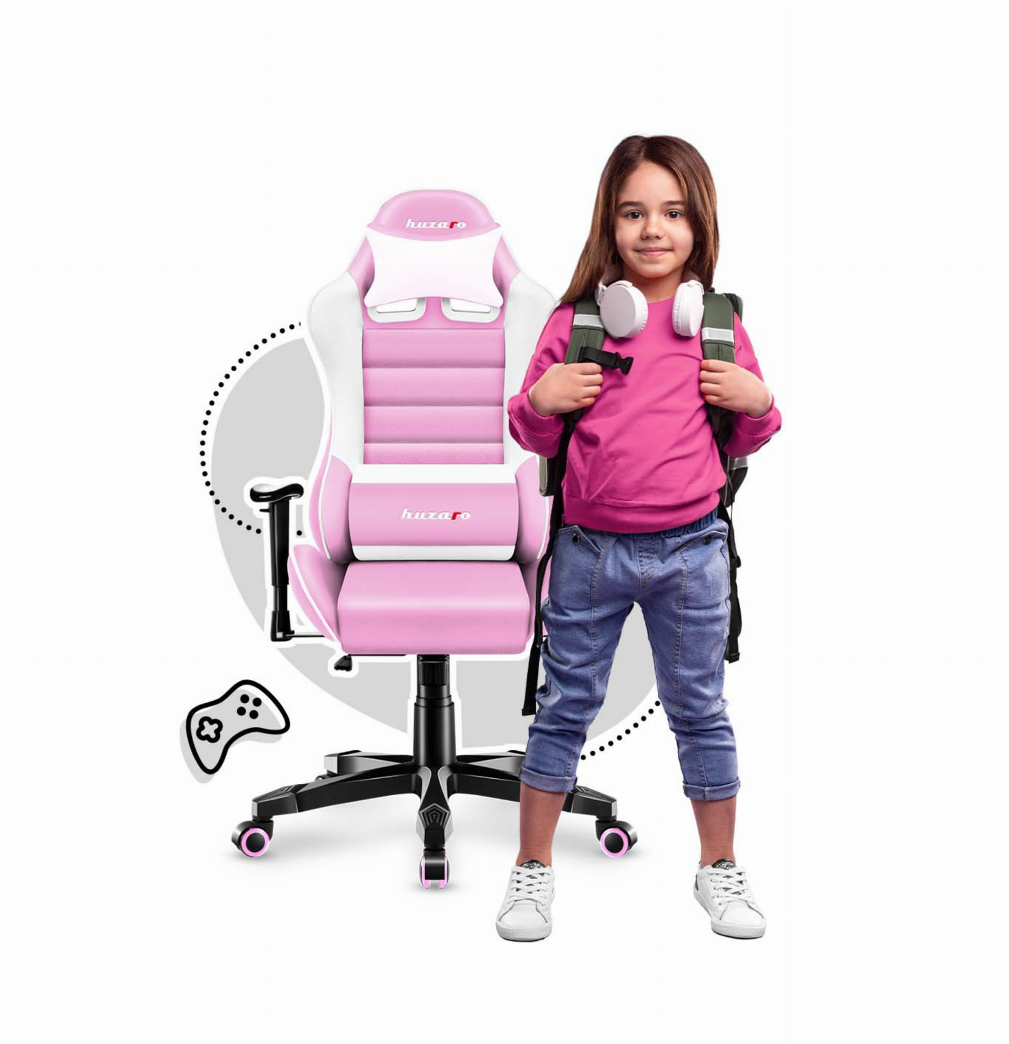 HUZARO RANGER 6.0 Rosa Gaming-Stuhl für Kinder