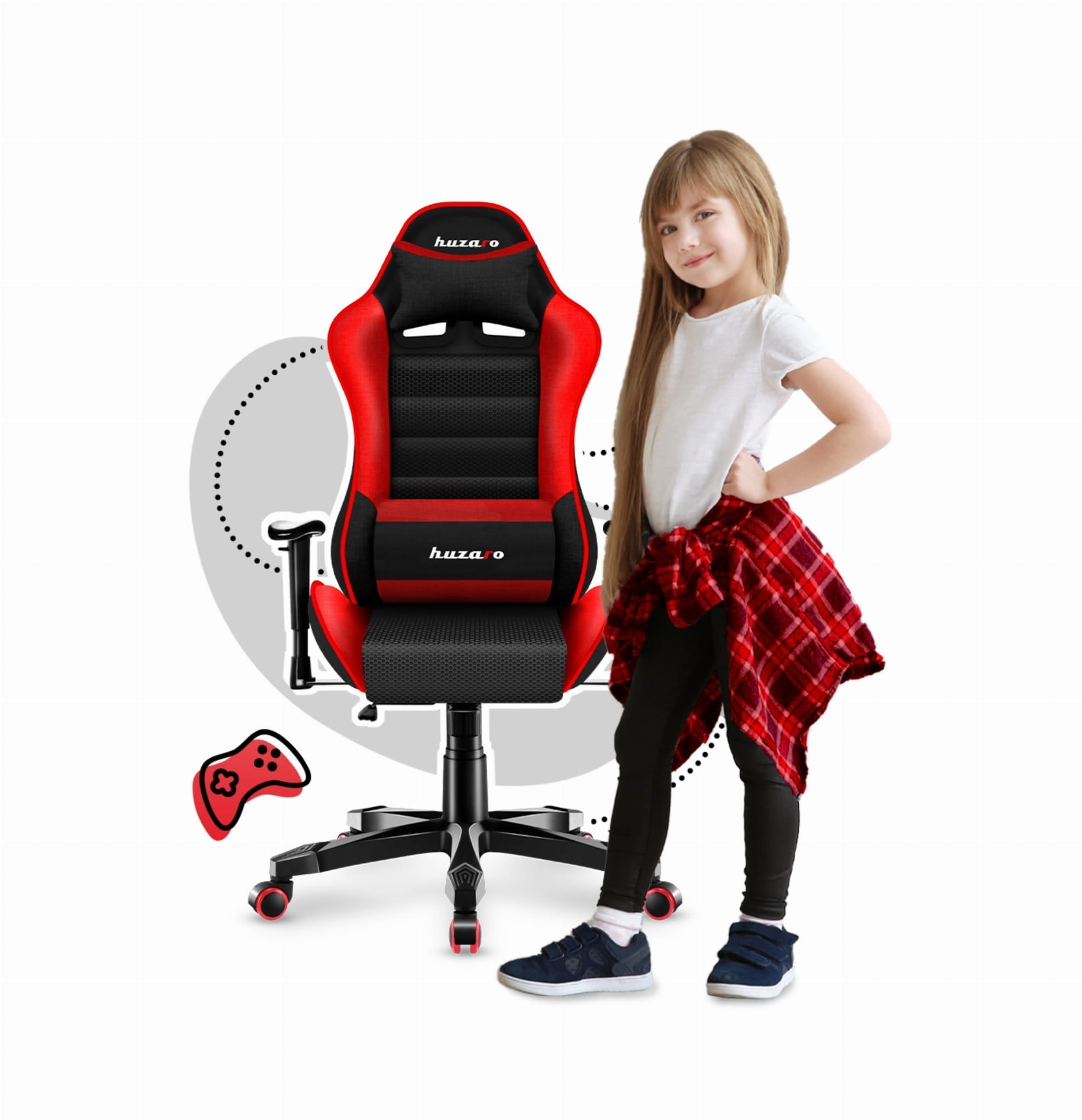 HUZARO RANGER 6.0 Rot Mesh Gaming-Stuhl für Kinder