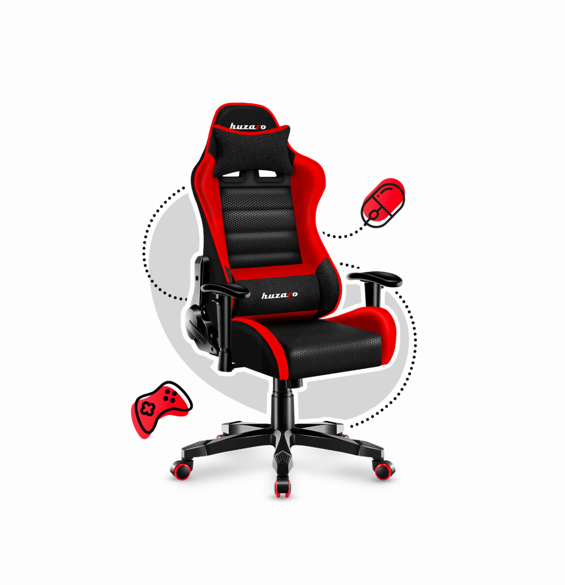 HUZARO RANGER 6.0 Rot Mesh Gaming-Stuhl für Kinder