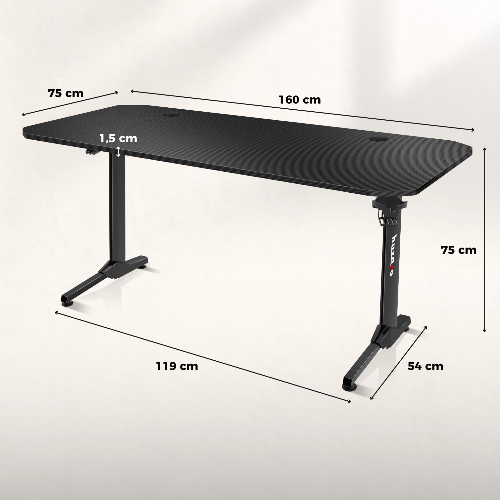 Huzaro Hero 4.7 Gaming-Schreibtisch Schwarz