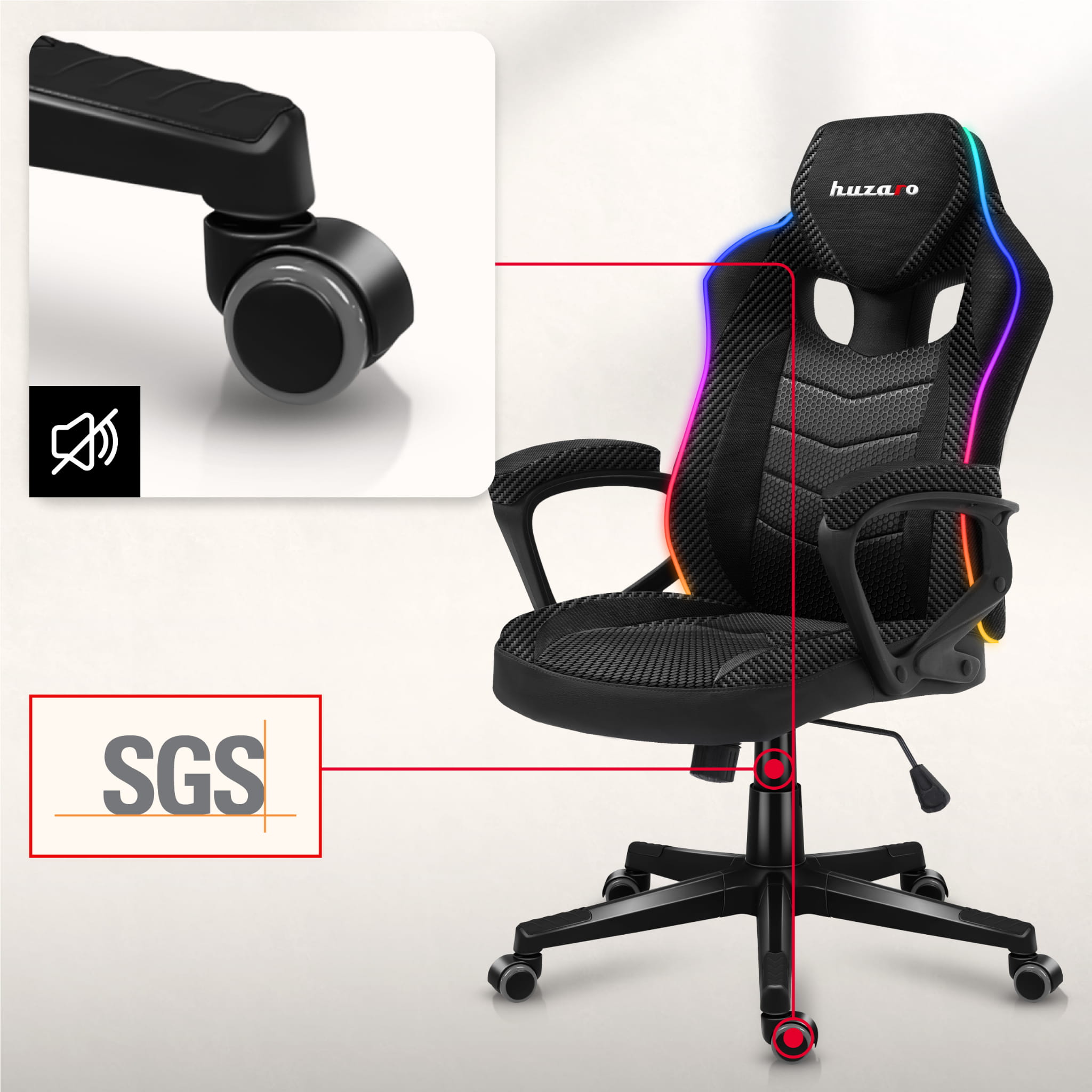 Huzaro Force 2.5 RGB LED Carbon Mesh Gaming-Stuhl