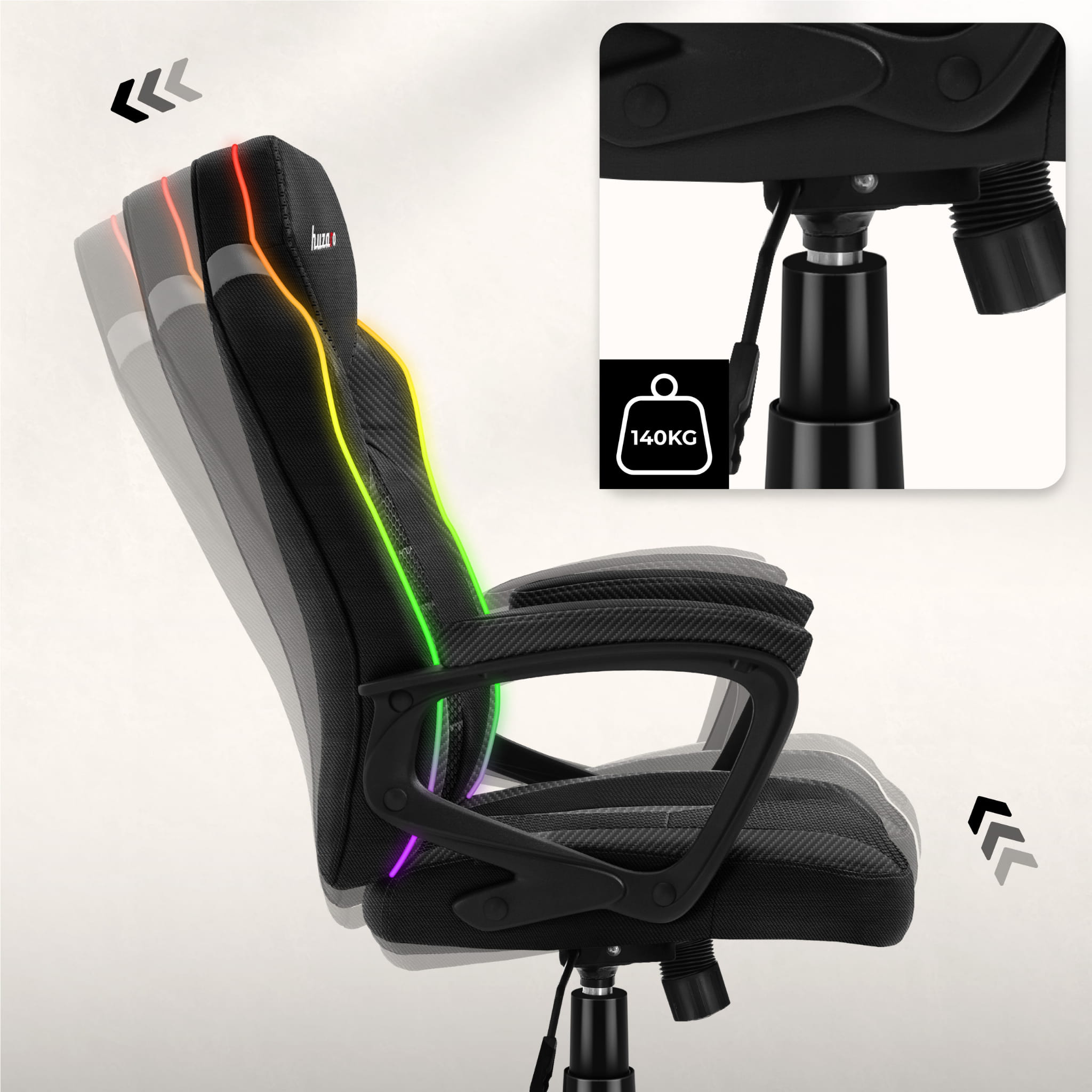 Huzaro Force 2.5 RGB LED Carbon Mesh Gaming-Stuhl