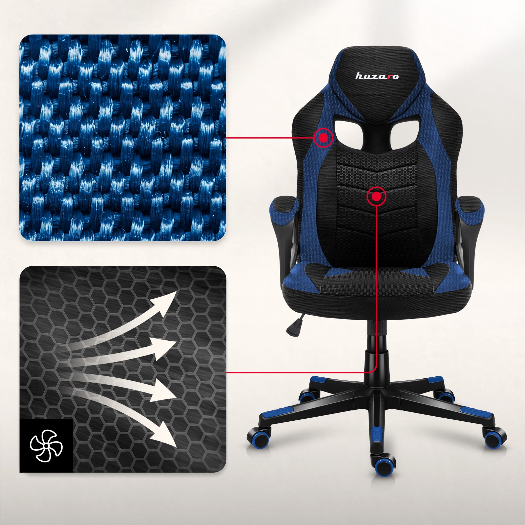 HUZARO FORCE 2.5 Blau Mesh Gaming-Stuhl