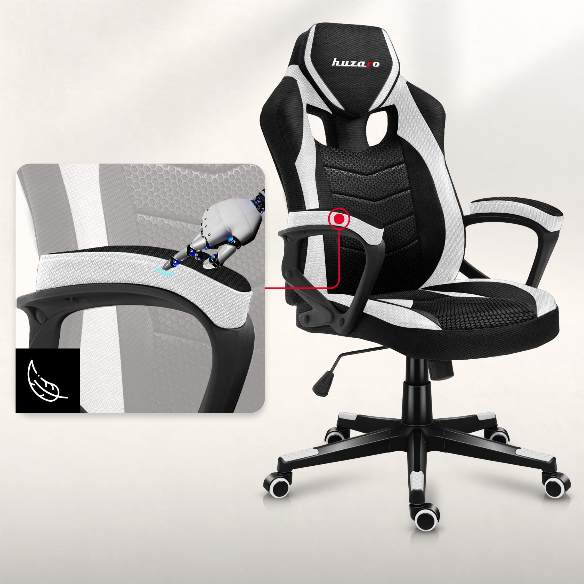 Huzaro Force 2.5 Weiß Mesh Gaming-Stuhl