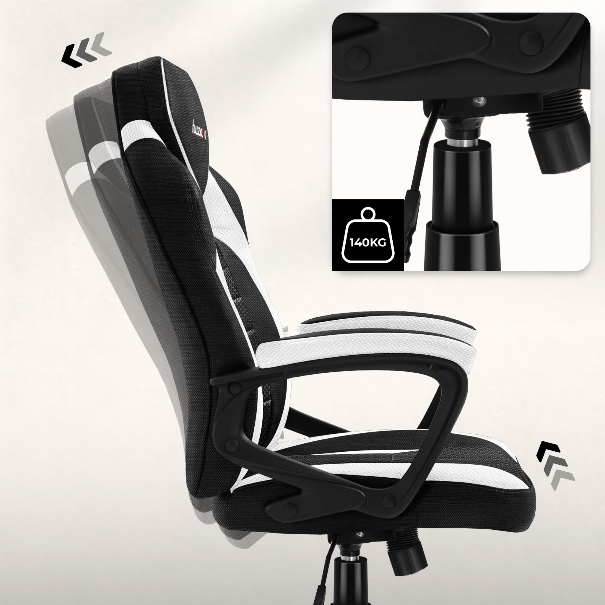 Huzaro Force 2.5 Weiß Mesh Gaming-Stuhl