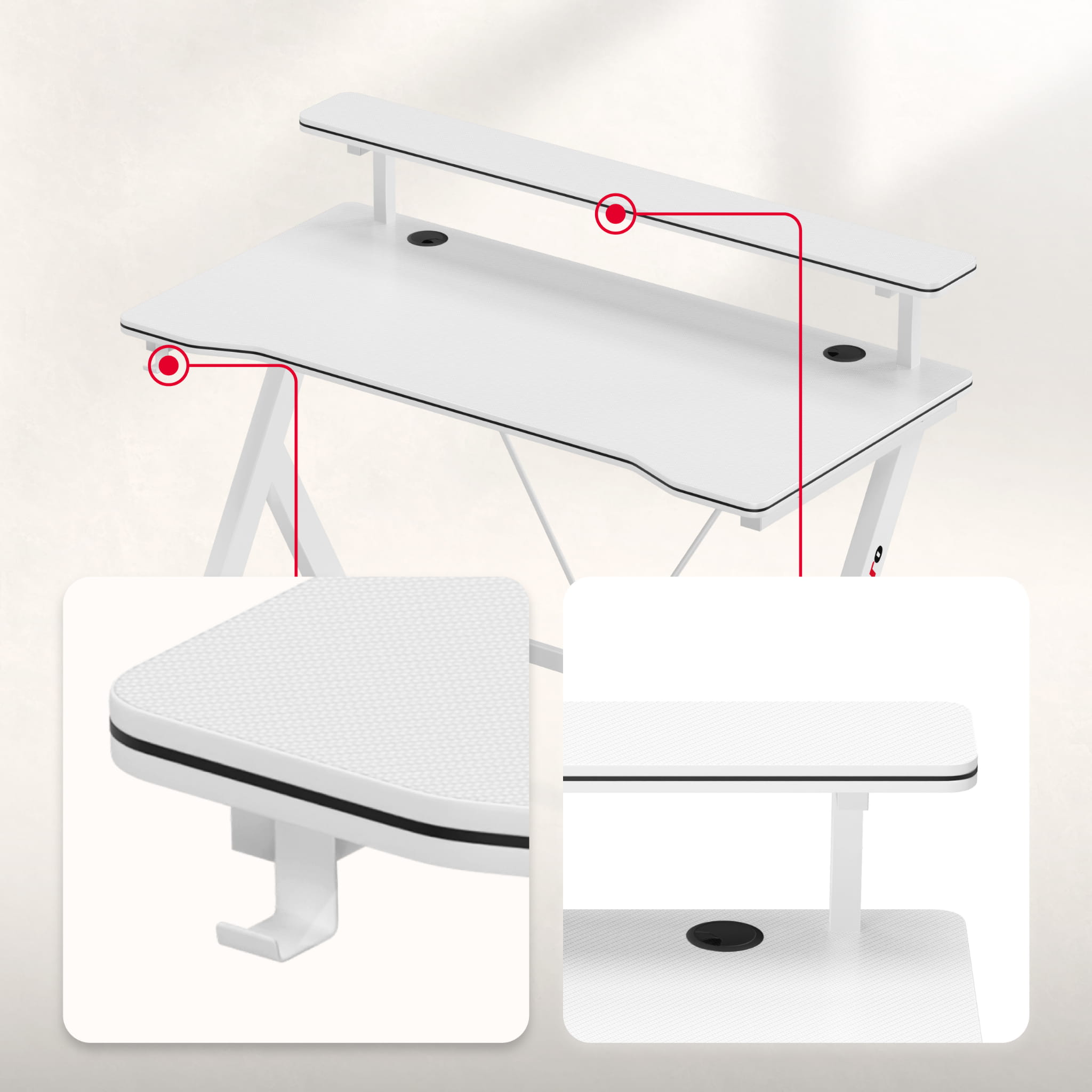 Gaming-Schreibtisch 120 cm Huzaro Hero 1.9 Weiß