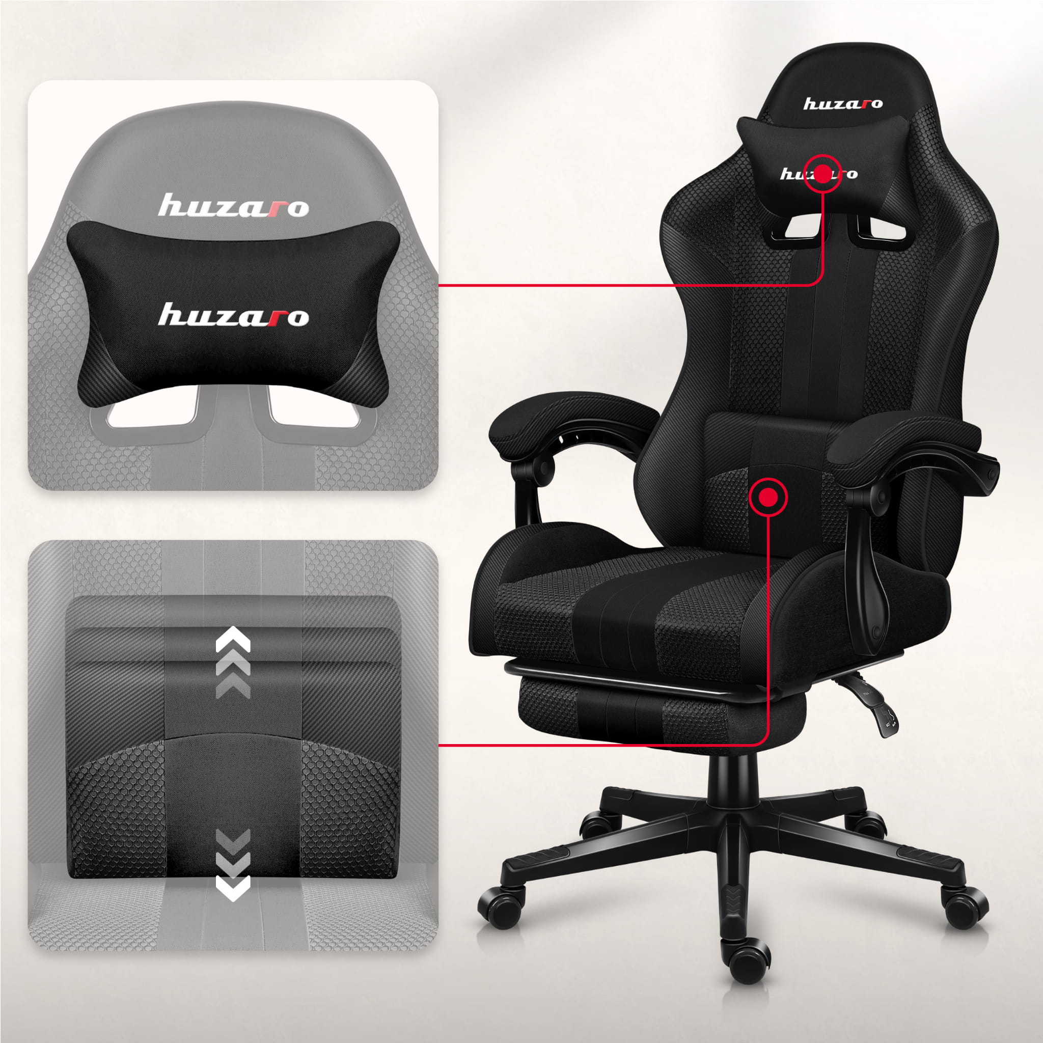 HUZARO Force 4.7 Carbon Mesh Gaming-Stuhl