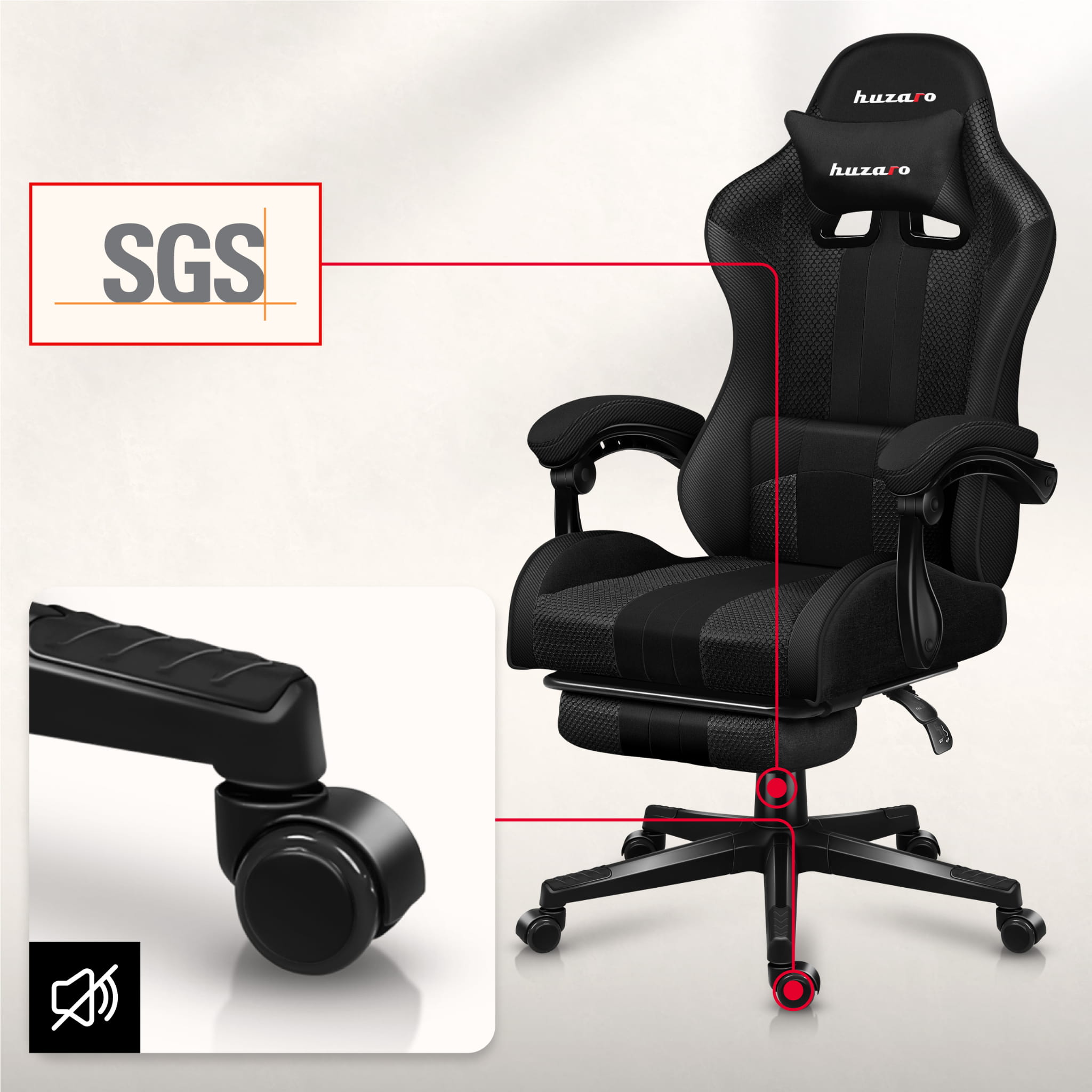 HUZARO Force 4.7 Carbon Mesh Gaming-Stuhl