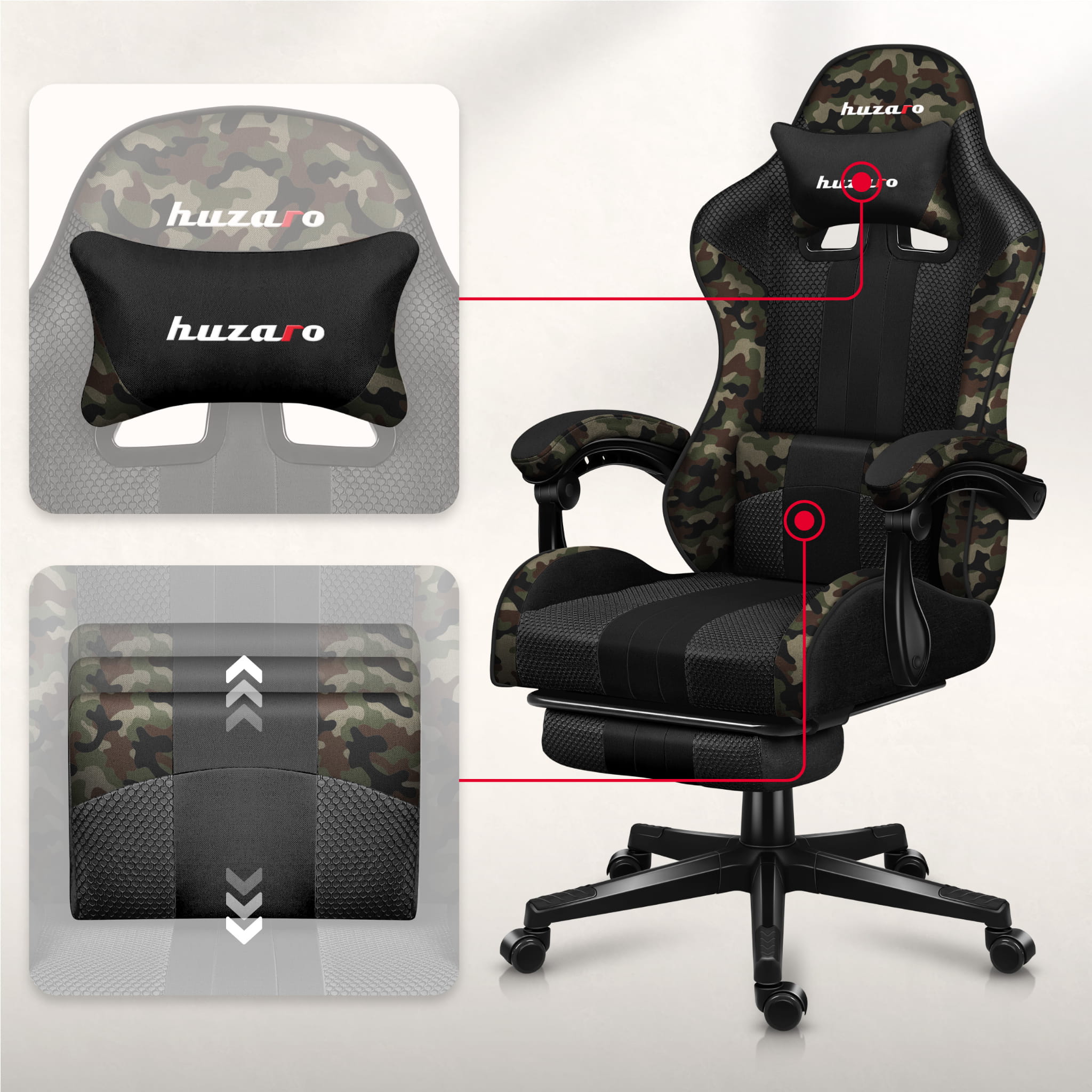 Huzaro Force 4.7 Camo Mesh Gaming-Stuhl