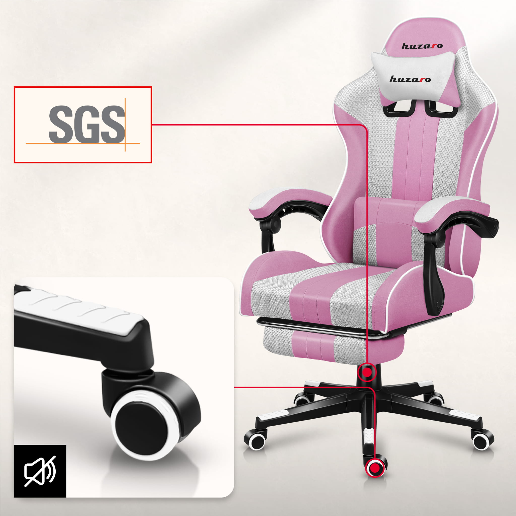 Huzaro Force 4.7 Pink Mesh Gaming-Stuhl