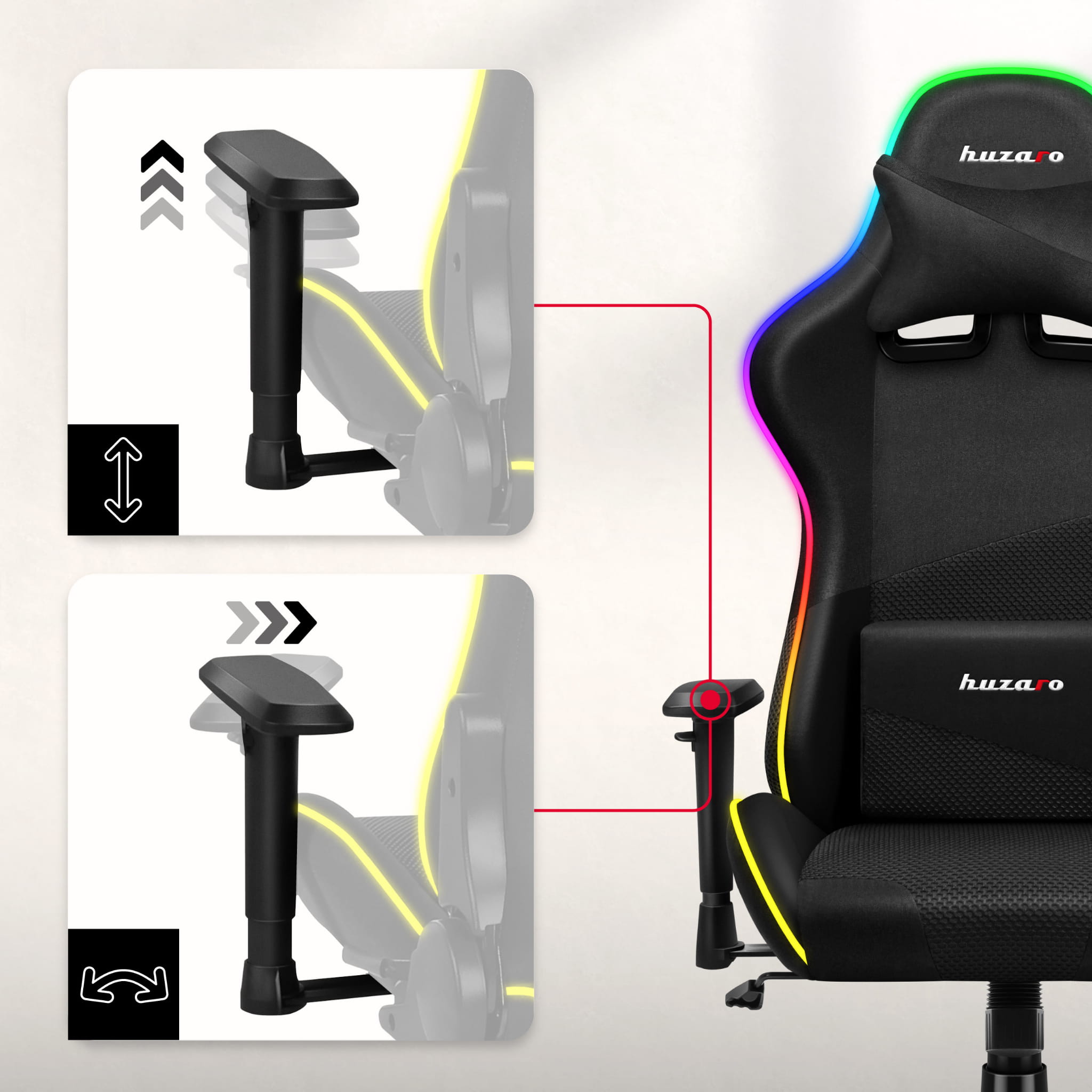 HUZARO Force 6.3 RGB LED Mesh Gaming-Stuhl