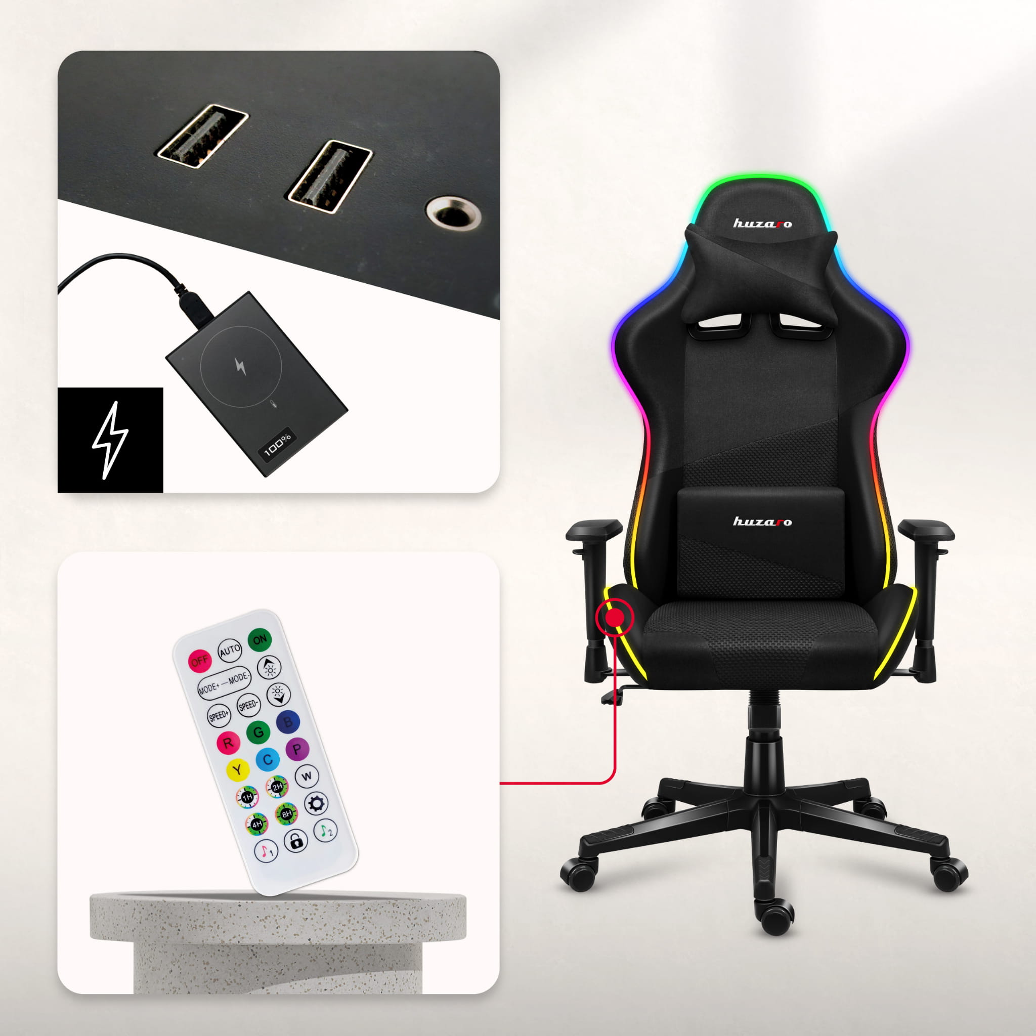 HUZARO Force 6.3 RGB LED Mesh Gaming-Stuhl