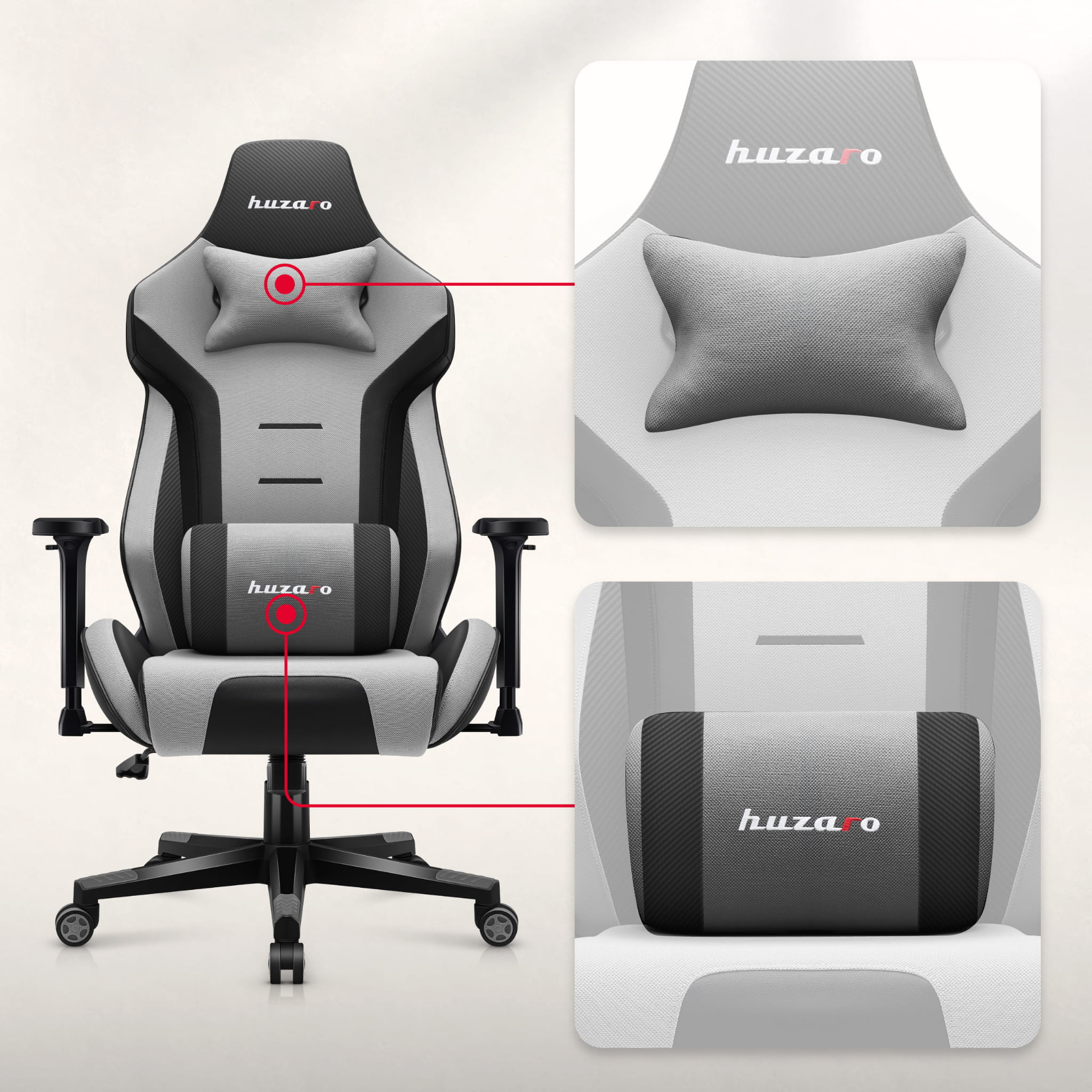 HUZARO FORCE 7.6 Grau Gaming-Stuhl