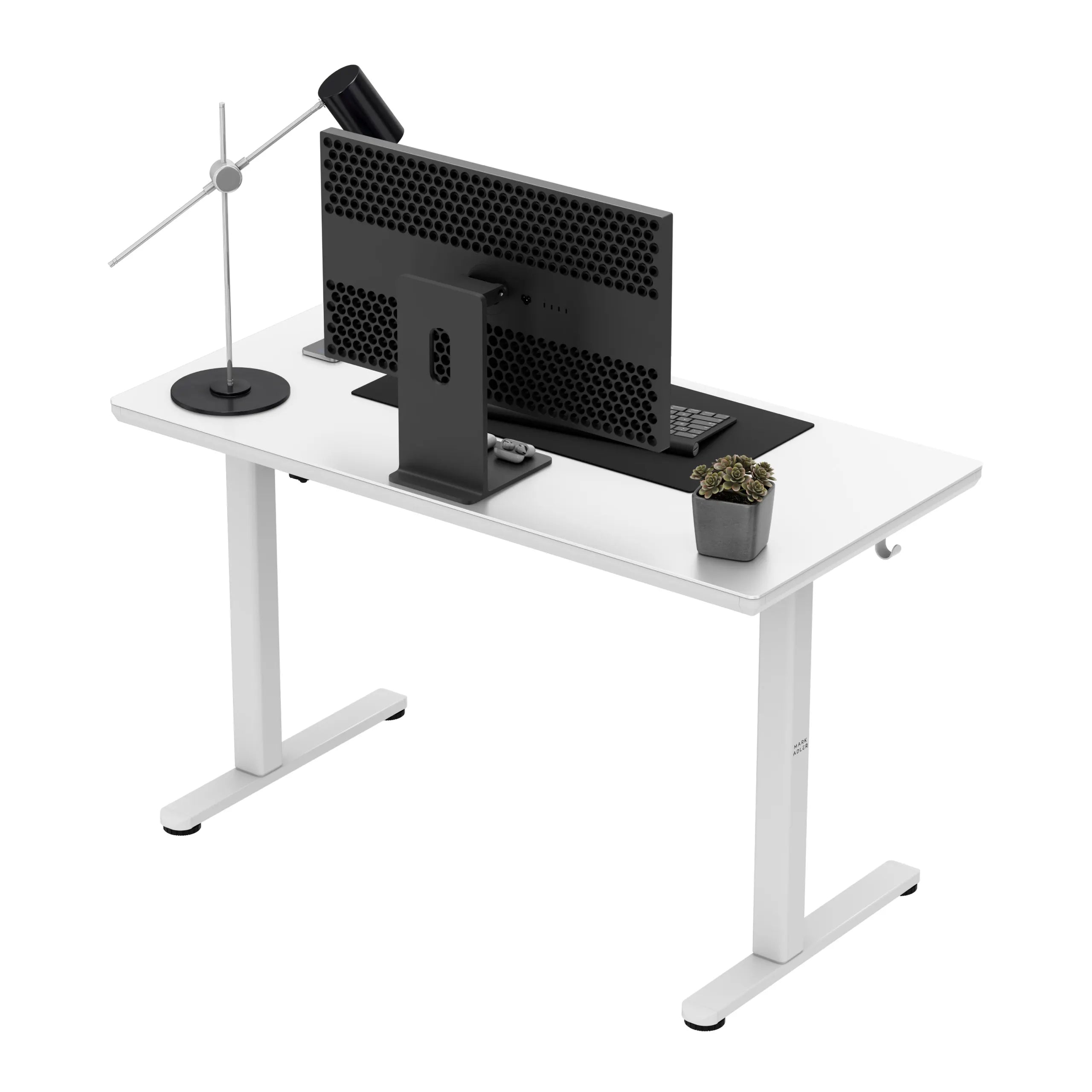 Markadler Leader 8.5 Weiß Höhenverstellbarer Schreibtisch mit Glasplatte