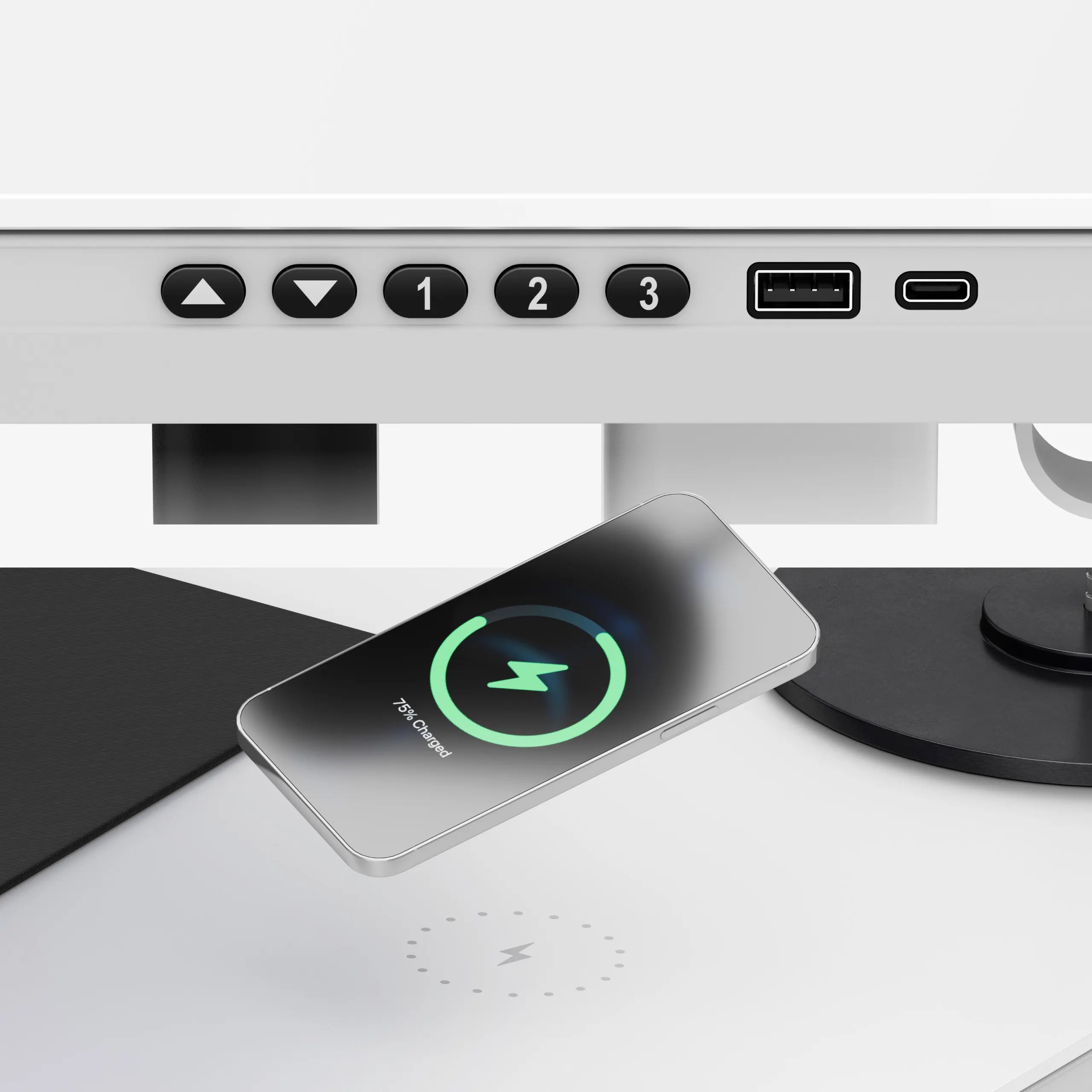 Markadler Leader 8.5 Weiß Höhenverstellbarer Schreibtisch mit Glasplatte