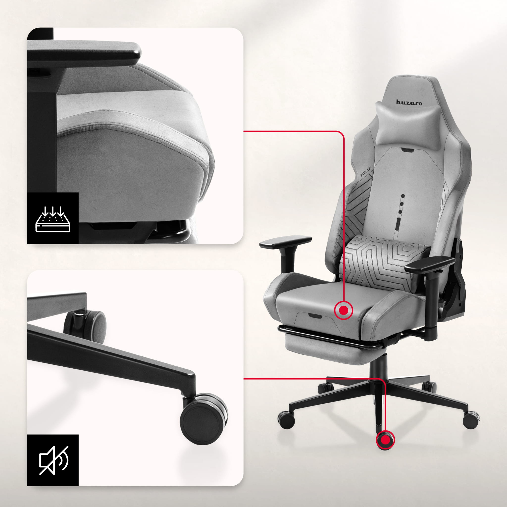 Huzaro Force 8.1 Grau Gaming Stuhl