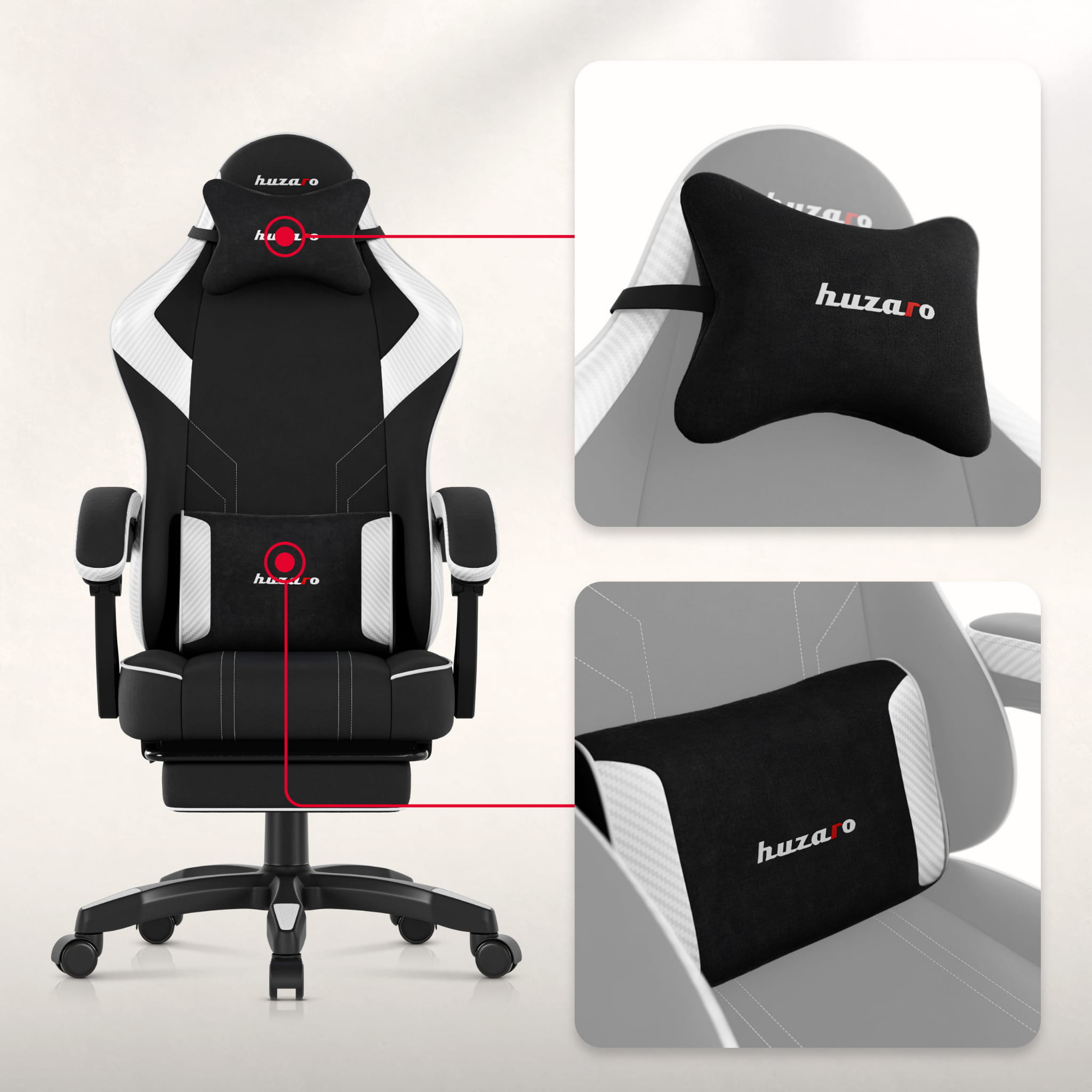 Huzaro Force 3.7 Weißer Carbon-Gaming-Stuhl