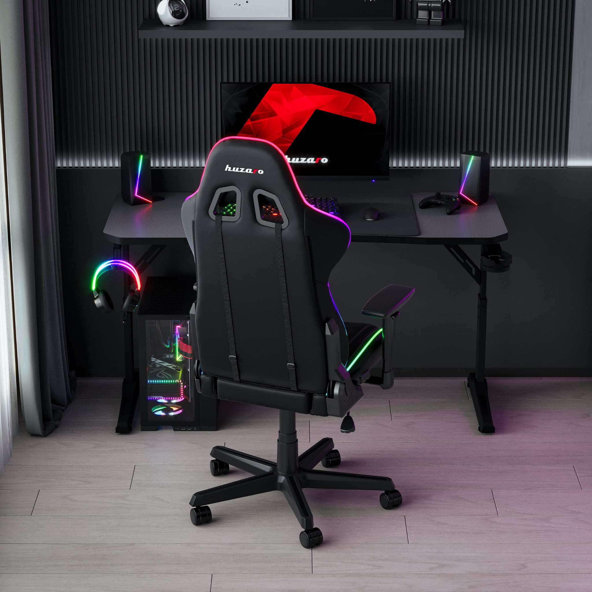 Huzaro Hero 3.6 Schwarzer Gaming-Schreibtisch 140 cm