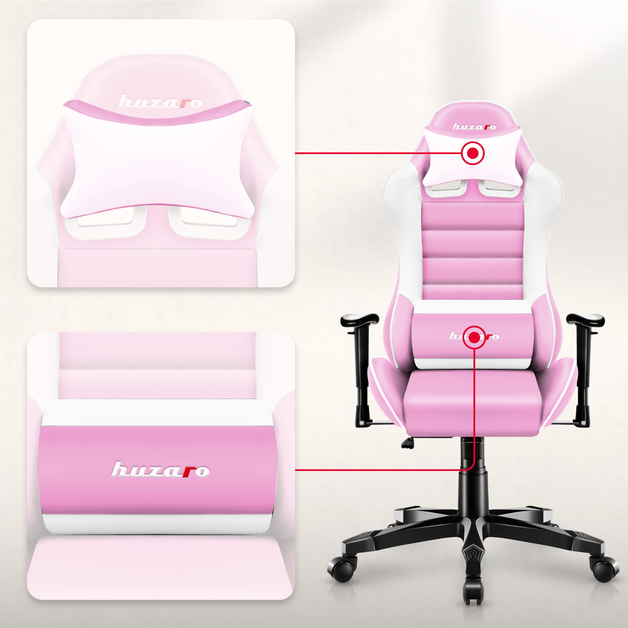 HUZARO RANGER 6.0 Rosa Gaming-Stuhl für Kinder