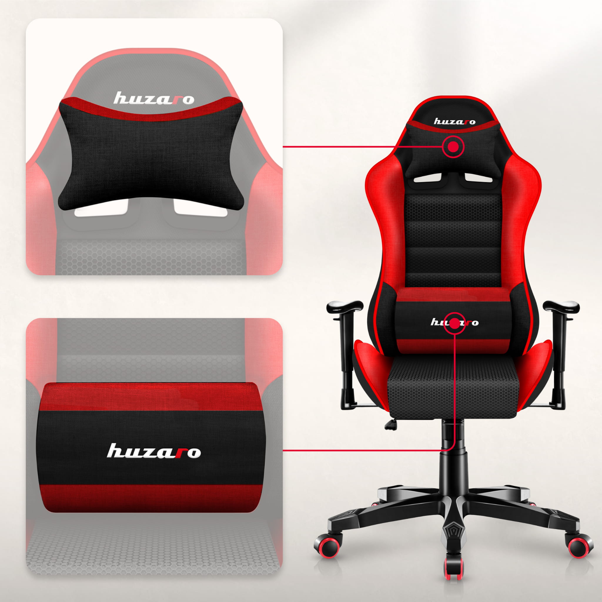 HUZARO RANGER 6.0 Rot Mesh Gaming-Stuhl für Kinder