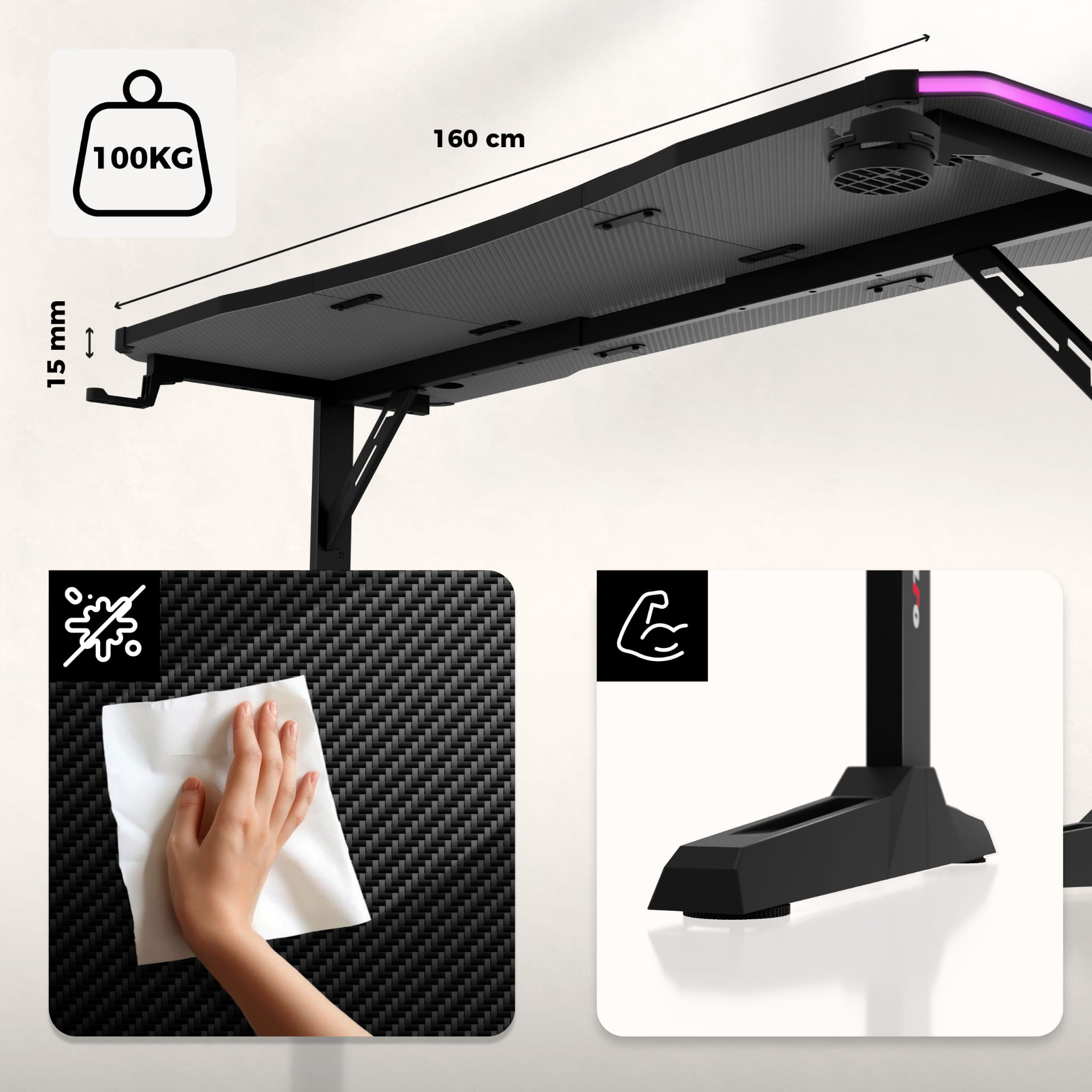 Noch mehr Platz – 160 × 60 cm Arbeitsplatte