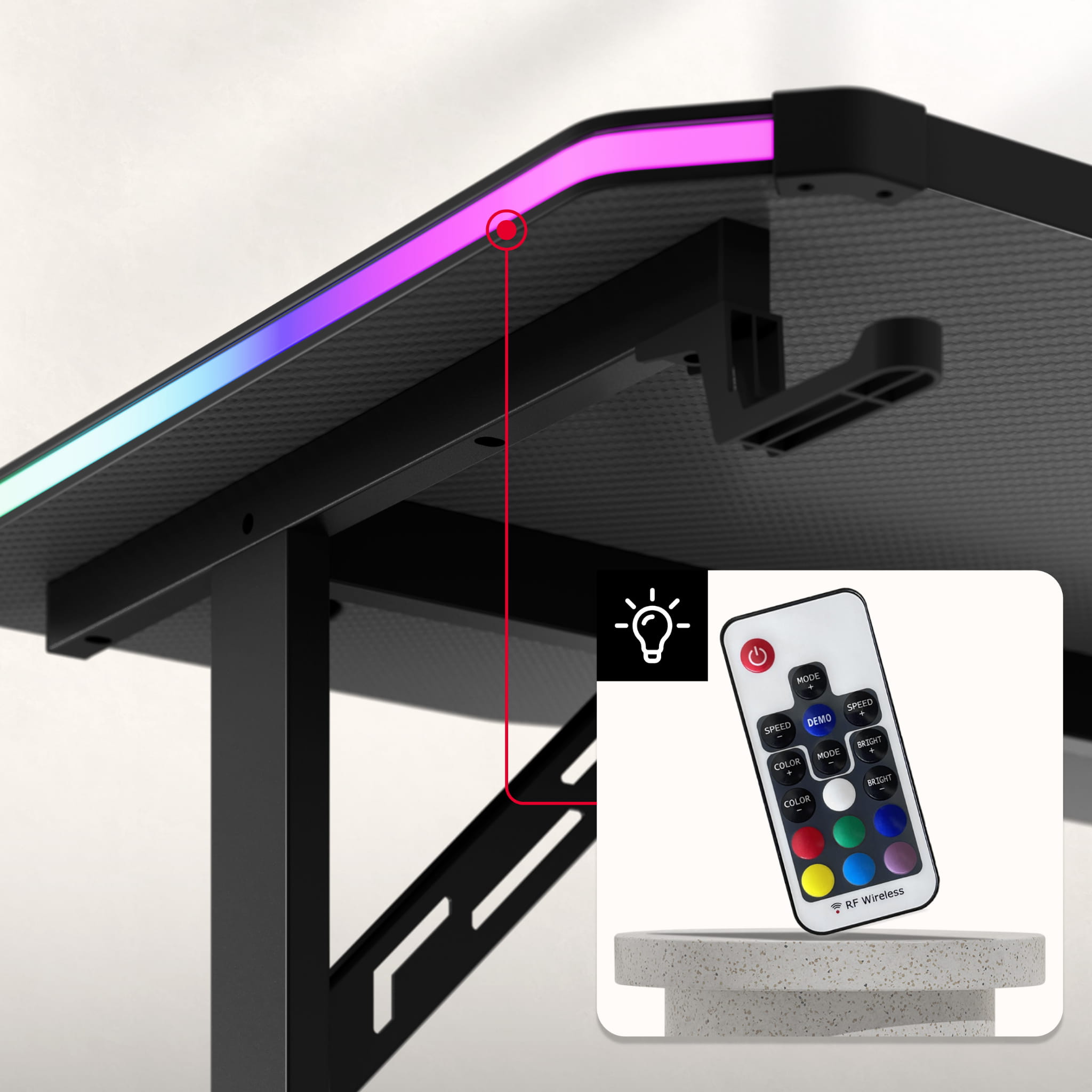 LED Gaming-Schreibtisch Huzaro Hero 4.6 RGB Schwarz 160 cm