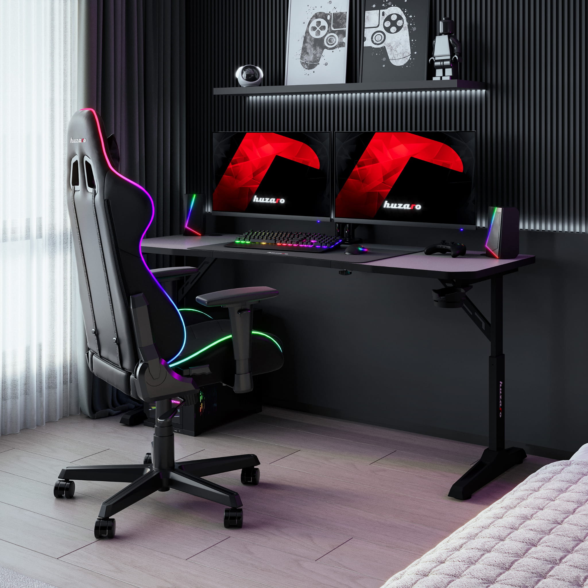 Gaming-Schreibtisch Huzaro Hero 4.6 Schwarz 160 cm