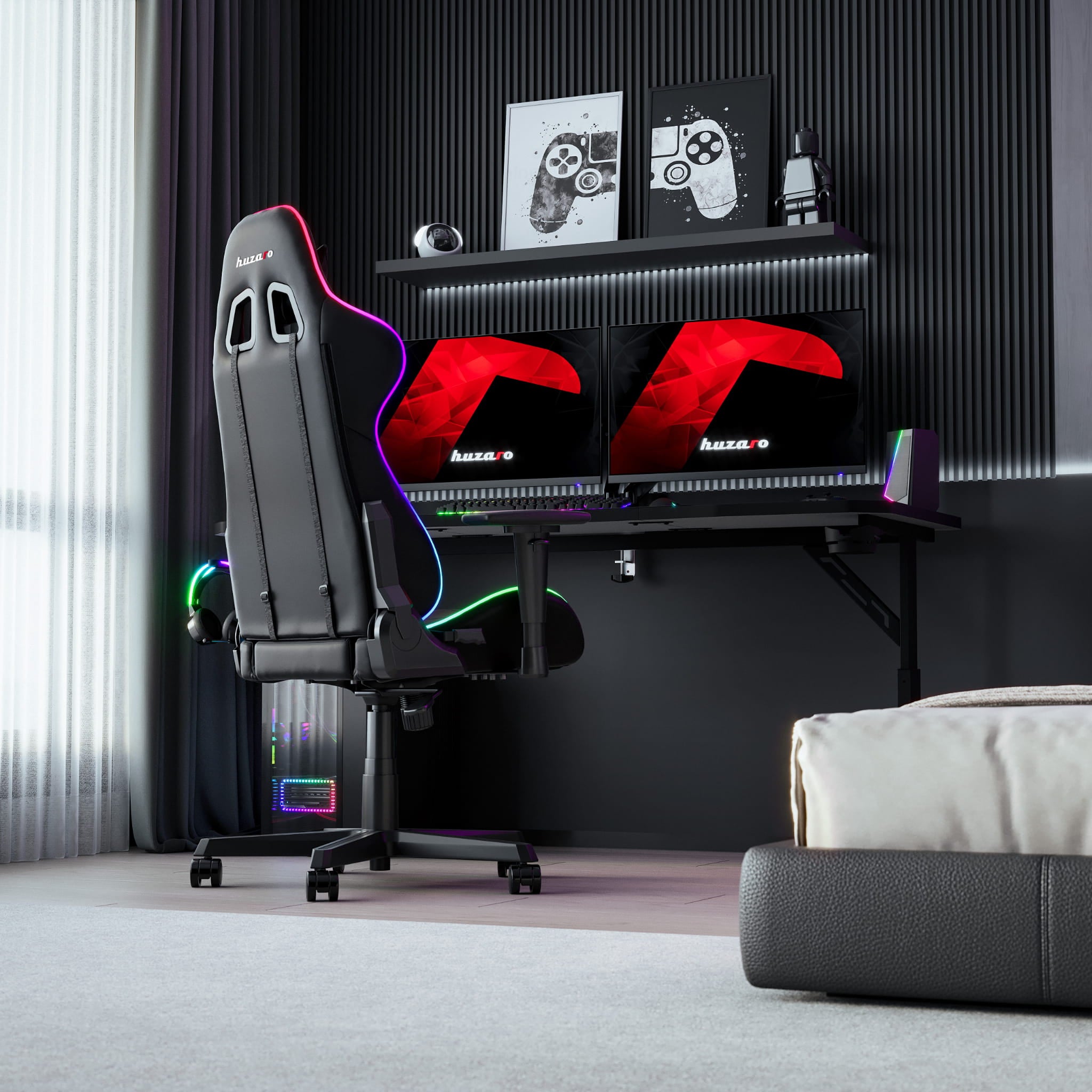 Gaming-Schreibtisch Huzaro Hero 4.6 Schwarz 160 cm