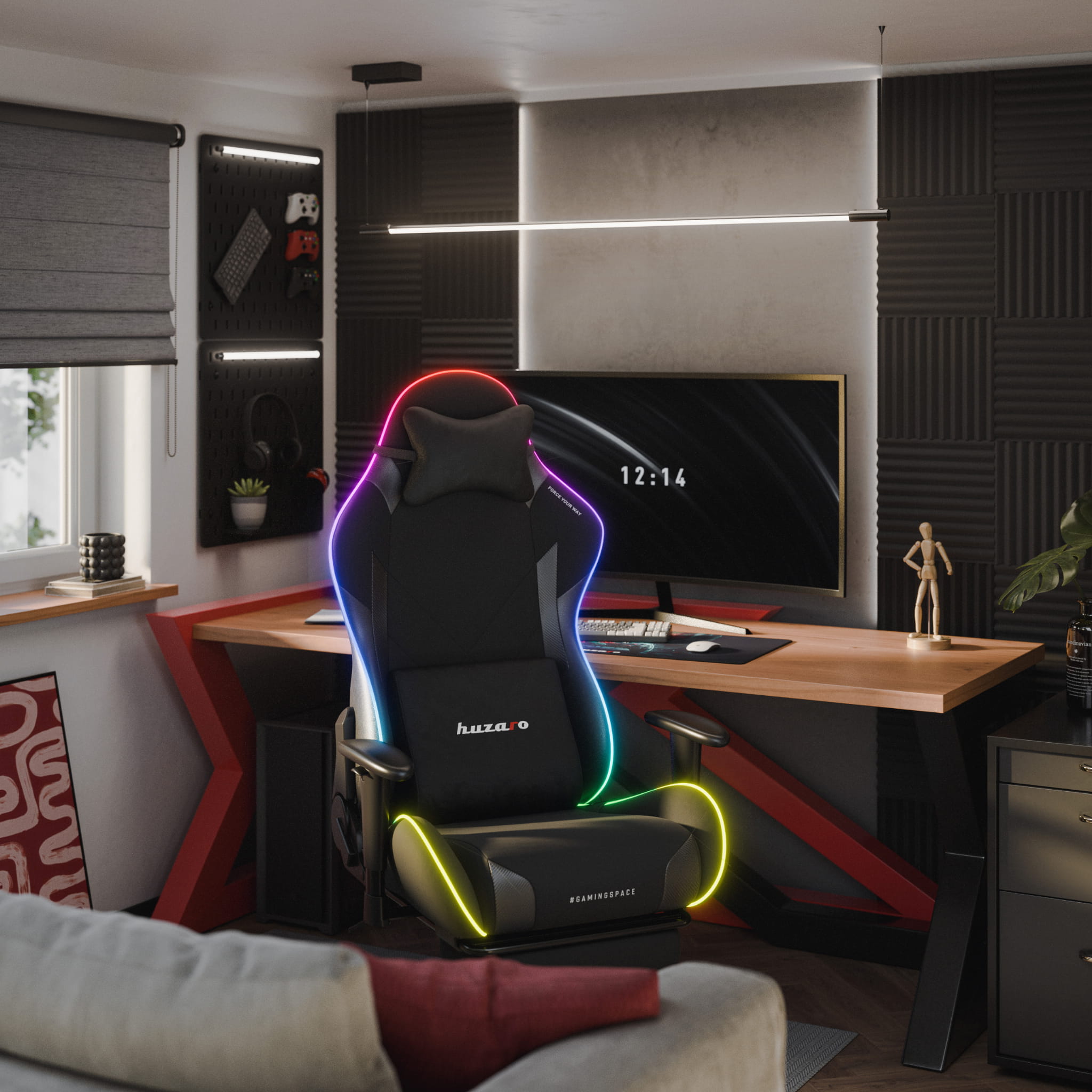 Huzaro Force 5.7 Schwarzer RGB-LED Gaming-Stuhl