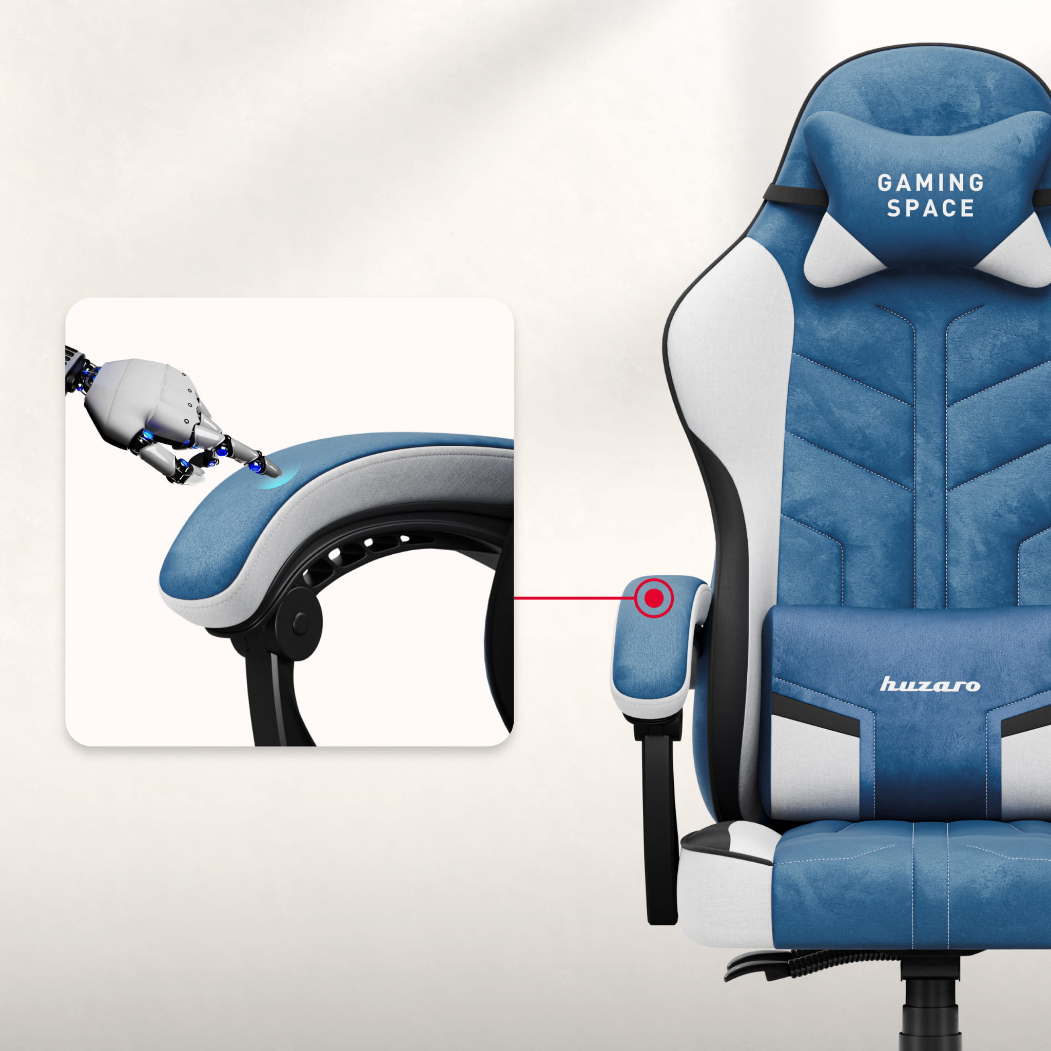 Huzaro Force 2.7 Gaming-Stuhl aus blauem Samt 