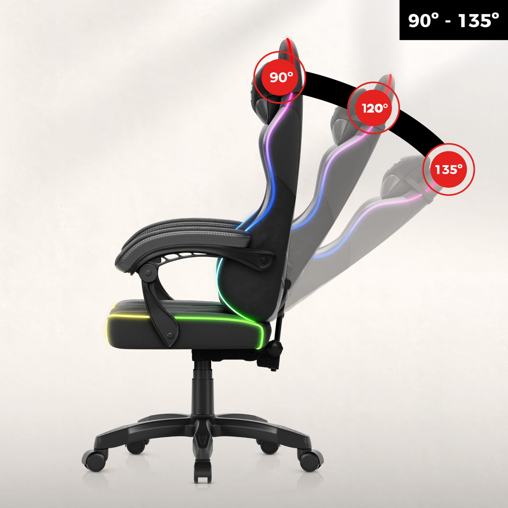 Huzaro Force 2.7 RGB Gaming-Stuhl aus schwarzem Samt 