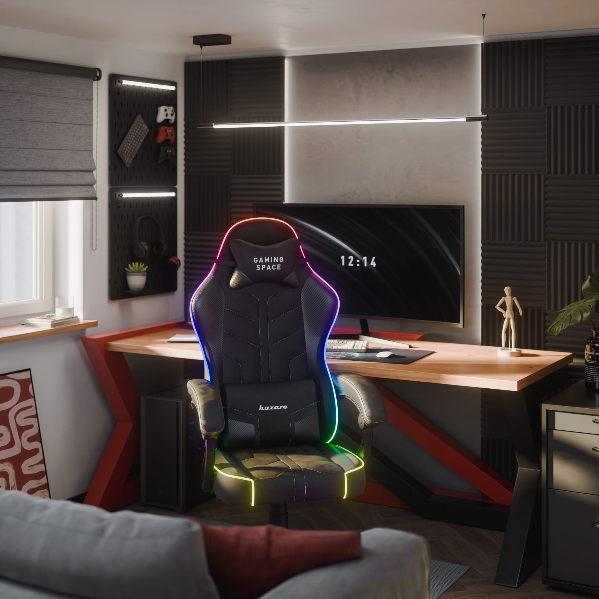 Huzaro Force 2.7 RGB Gaming-Stuhl aus schwarzem Samt 