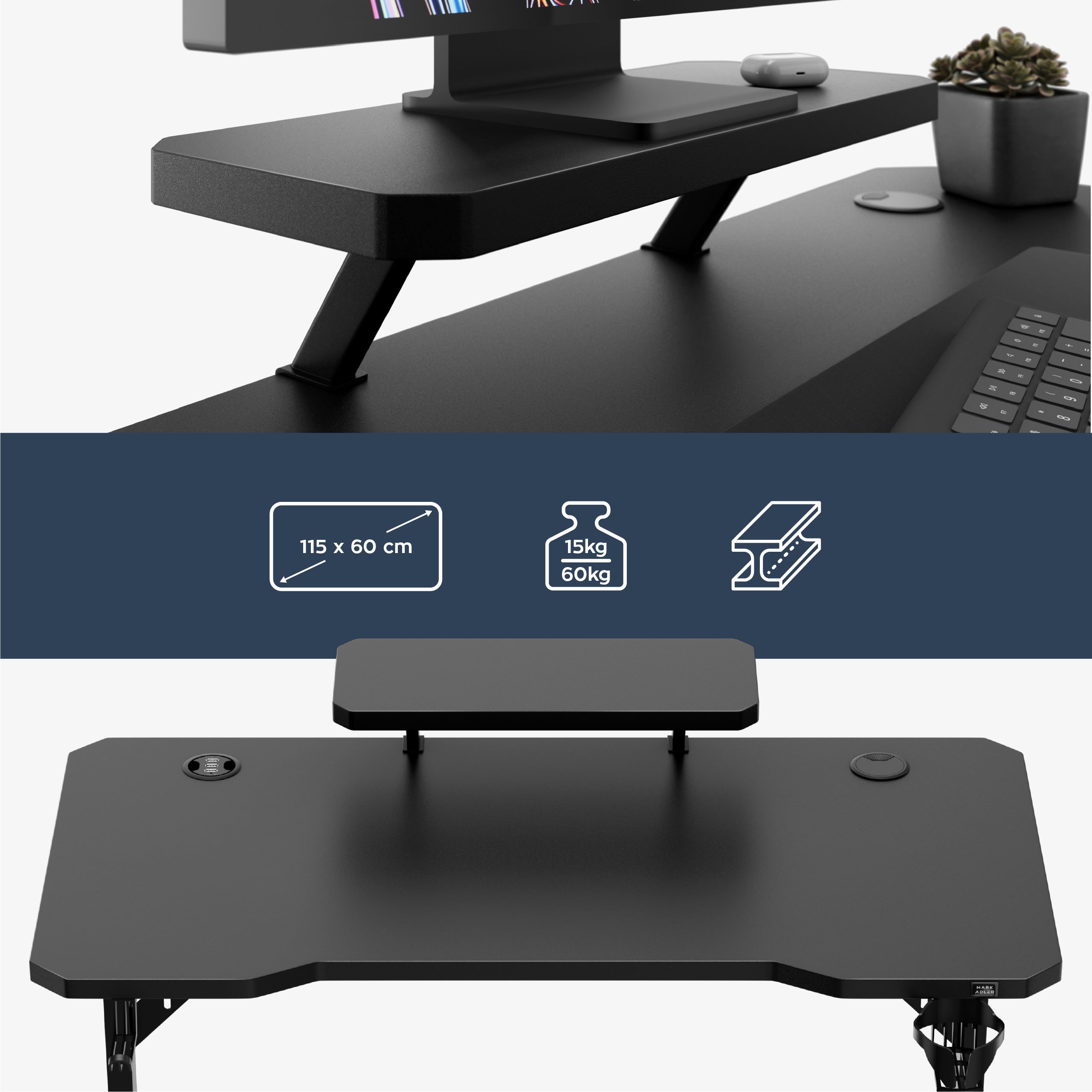 Computerschreibtisch mit Regal Mark Adler Leader 5.1 Black 115 cm