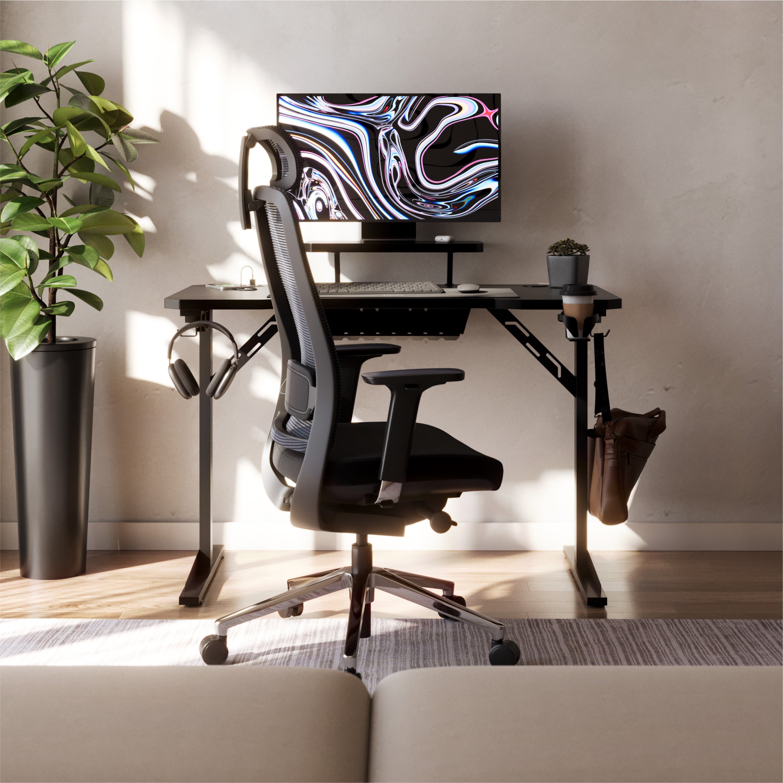 Computerschreibtisch mit Regal Mark Adler Leader 5.1 Black 115 cm