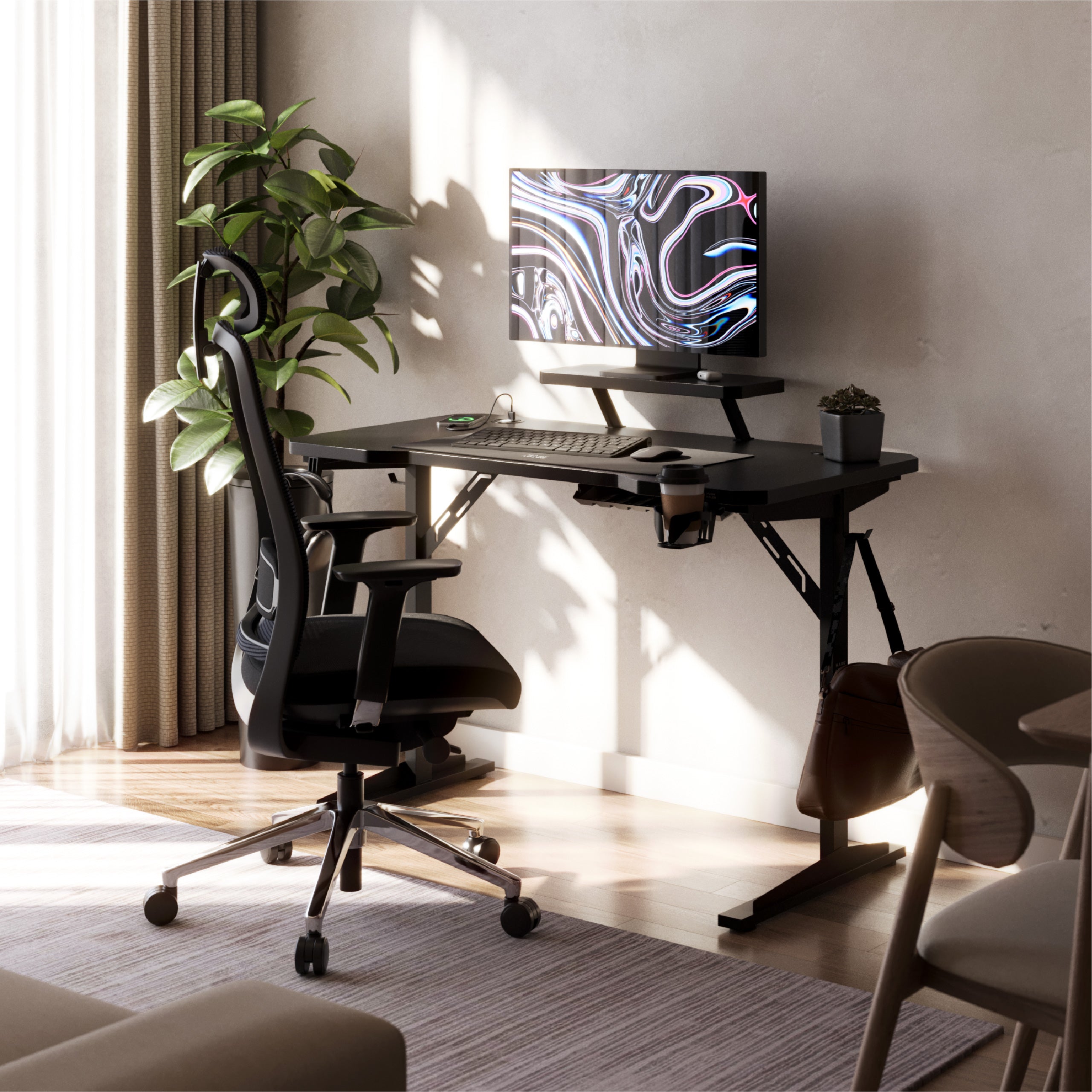 Computerschreibtisch mit Regal Mark Adler Leader 5.1 Black 115 cm