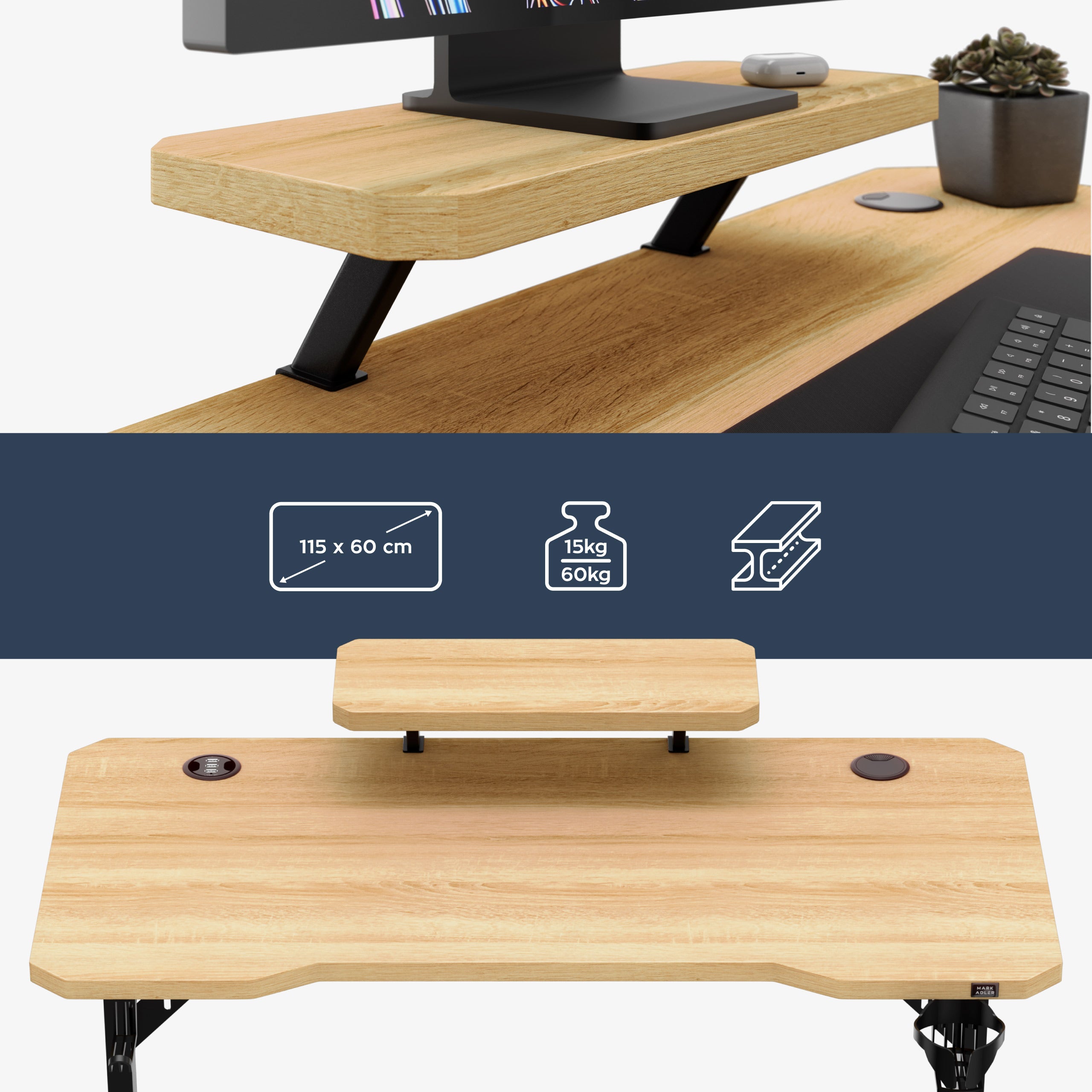 Große Arbeitsfläche und ein zusätzliches Regal