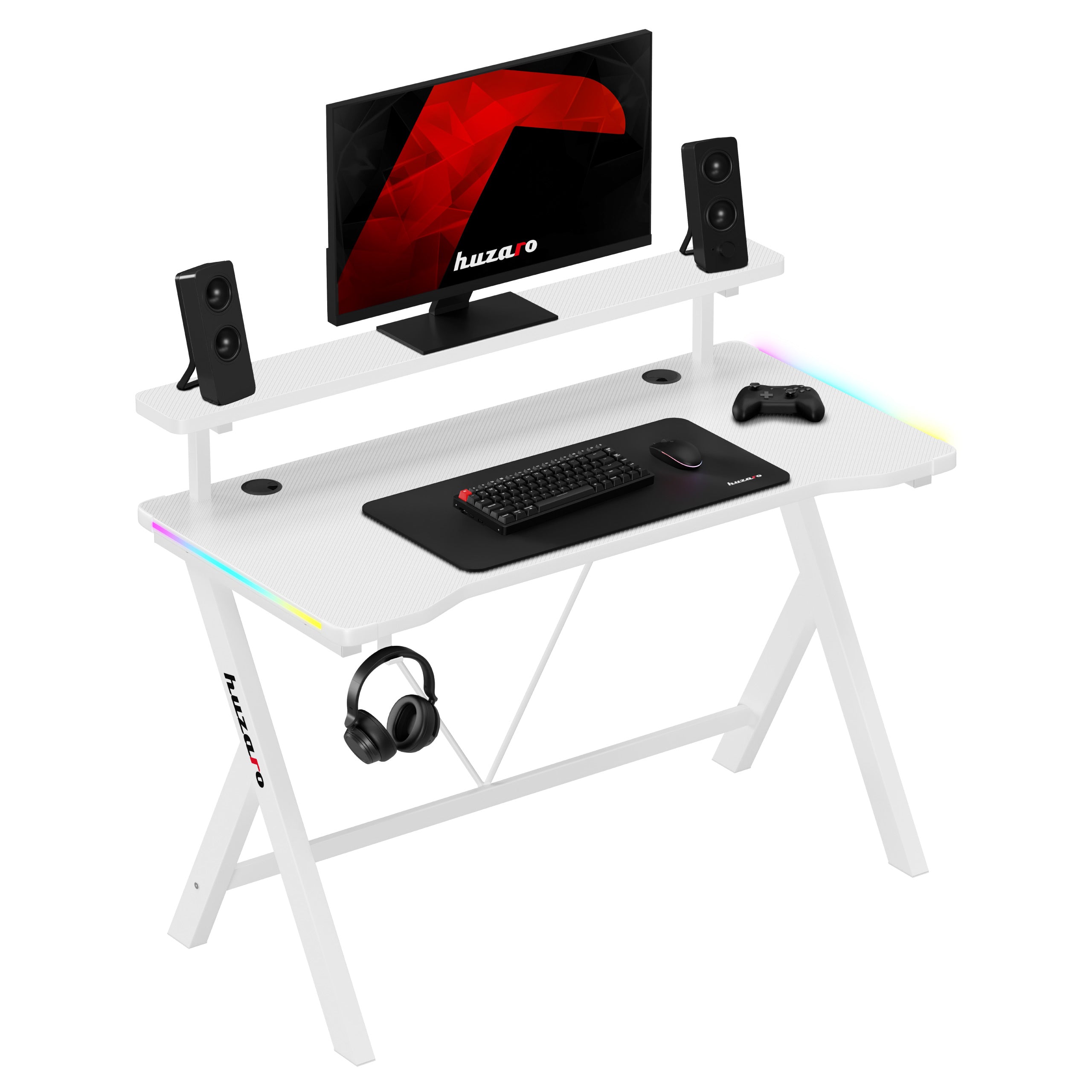 LED-Gaming-Schreibtisch Huzaro Hero 1.9 RGB Weiß 120 cm