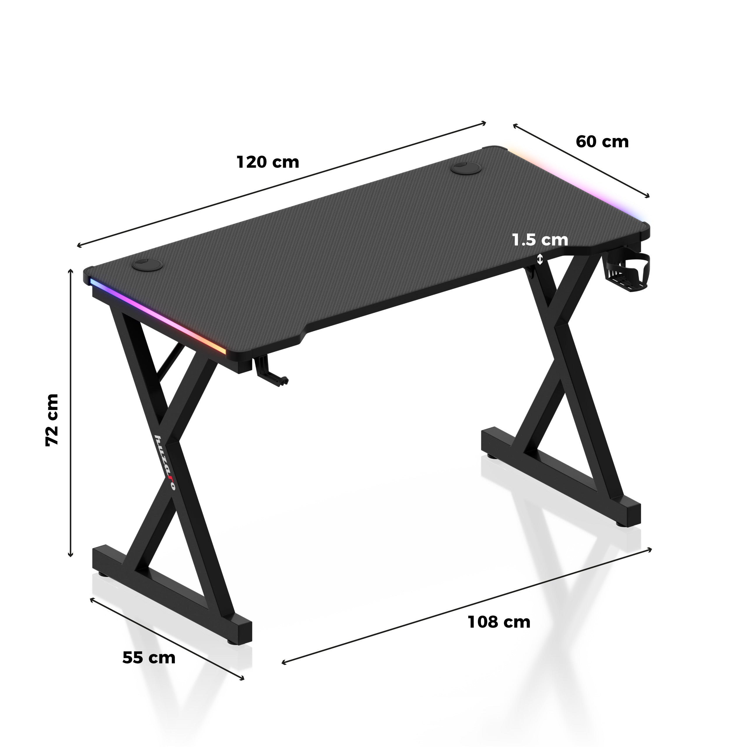 Huzaro Hero 2.3 RGB Gaming-Schreibtisch LED 120 cm