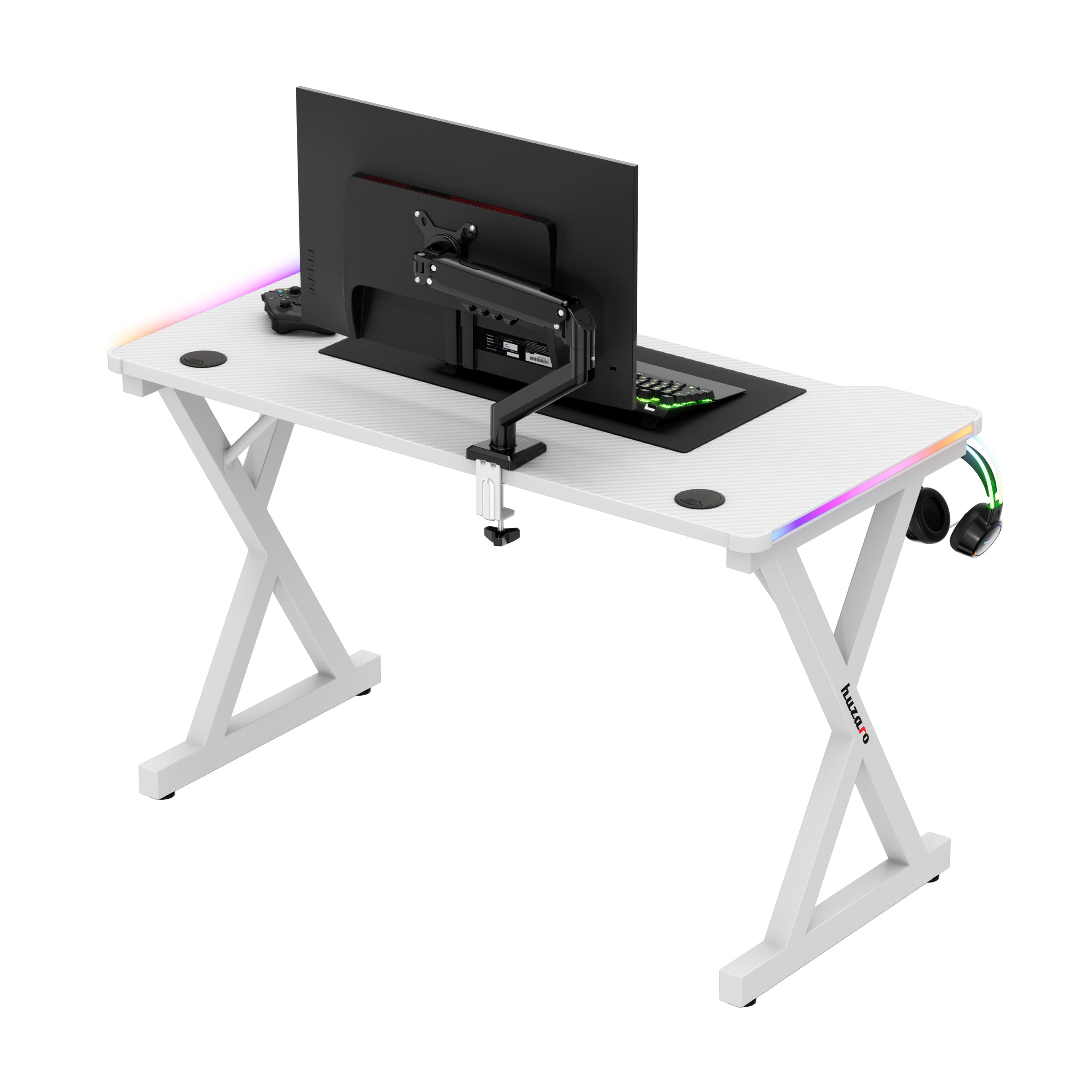 LED Gaming-Schreibtisch Huzaro Hero 2.3 RGB White 120 cm