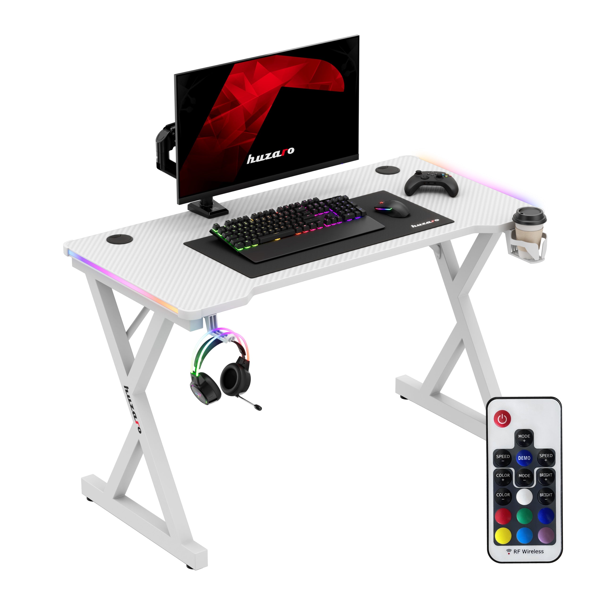 LED Gaming-Schreibtisch Huzaro Hero 2.3 RGB White 120 cm